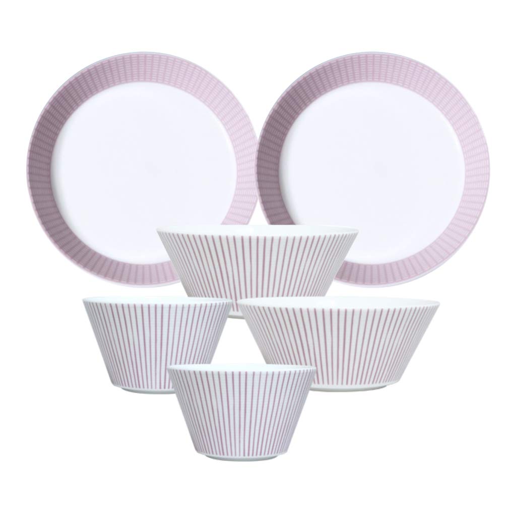 Premium Hankook Korean Fine Bone China Dinnerware Set - Cozy Pink 6-Piece Gift Set (2 Bowls, 2 Plates, 2 Cups) | Elegant Dojagi Tableware for Couples | Perfect for Romantic Dinners, Anniversaries & Housewarming Gifts