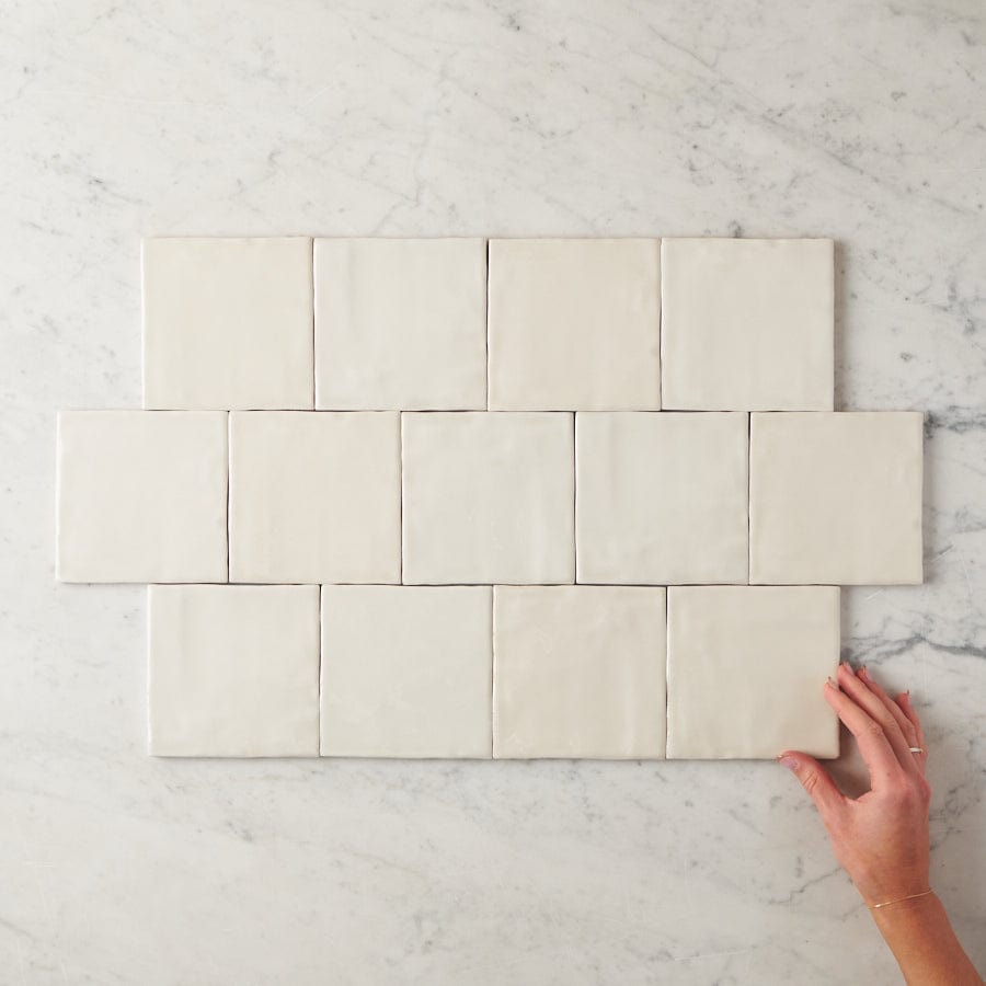 Premium Newport Gloss Bone Mixed Square Tile - 12x12 Inch Ceramic Wall & Floor Tile for Bathroom, Kitchen Backsplash & Shower - Waterproof & Easy to Clean