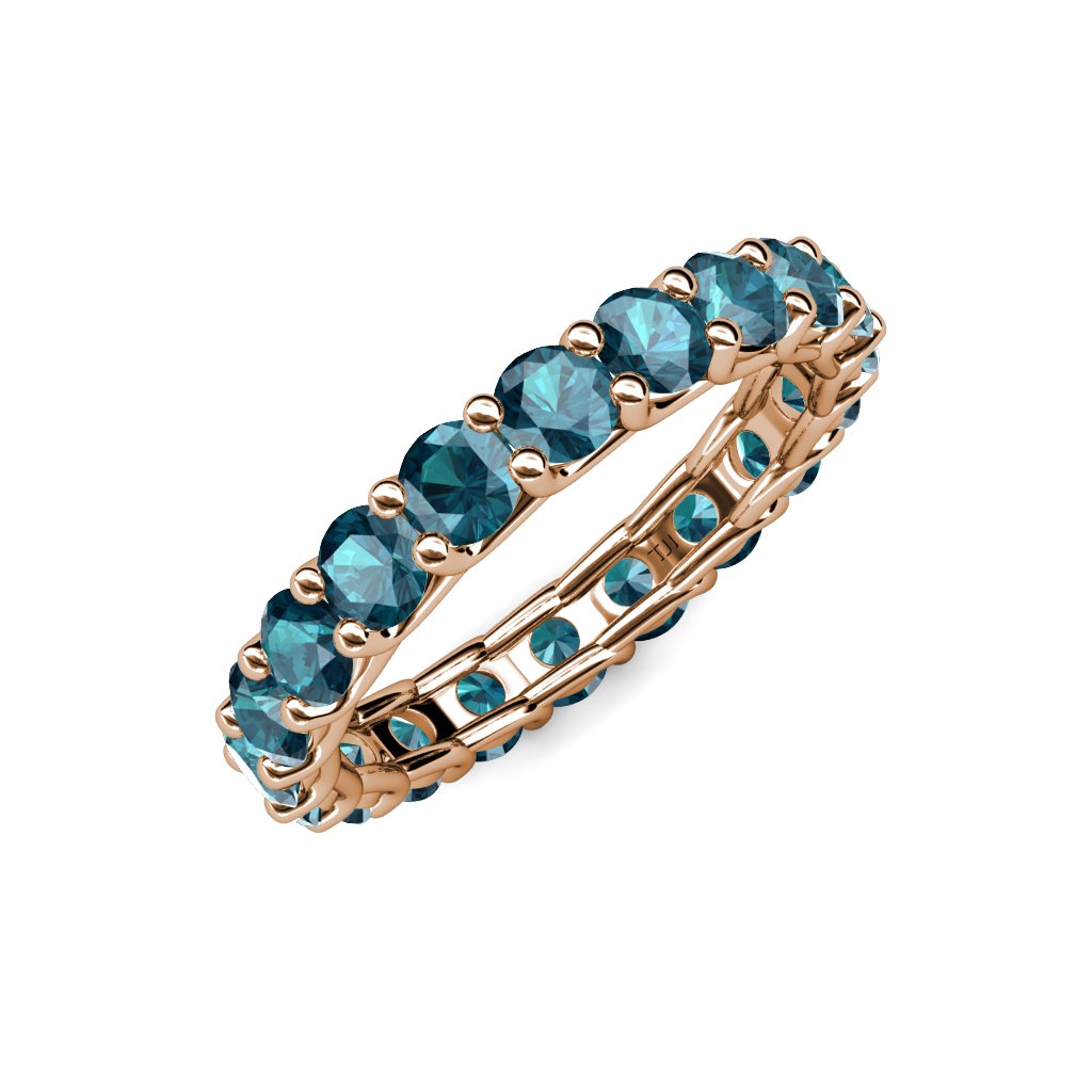 London Blue Topaz 3.4mm Eternity Band Ring 2.72-3.36cttw in 14K Gold - Wedding, Anniversary & Engagement Jewelry Gift for Women