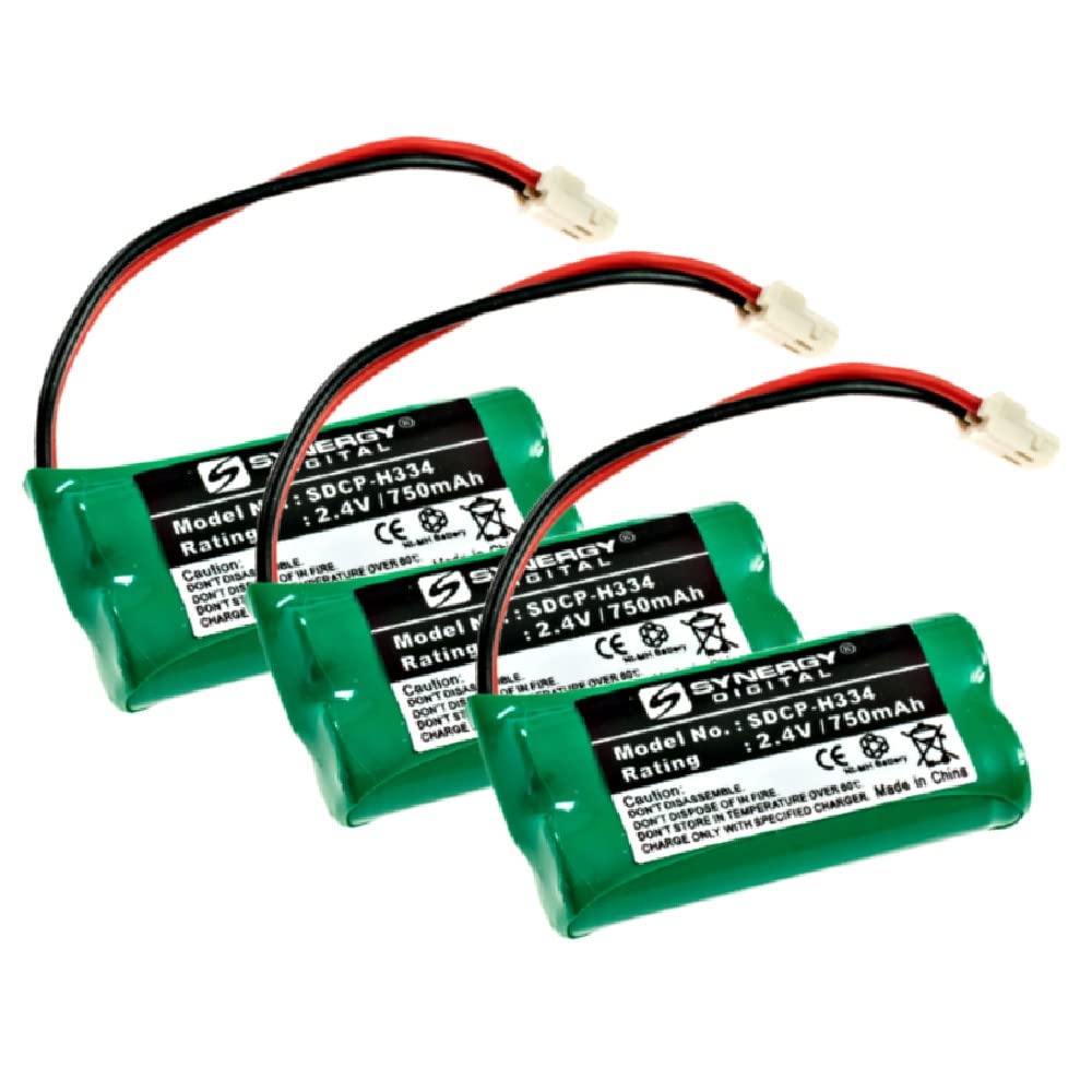 Synergy Digital Cordless Phone Replacement Batteries - 3 Pack Ni-MH 2.4V 750mAh for AT&T CL80107 Phone | Long-Lasting Power for Home & Office Use
