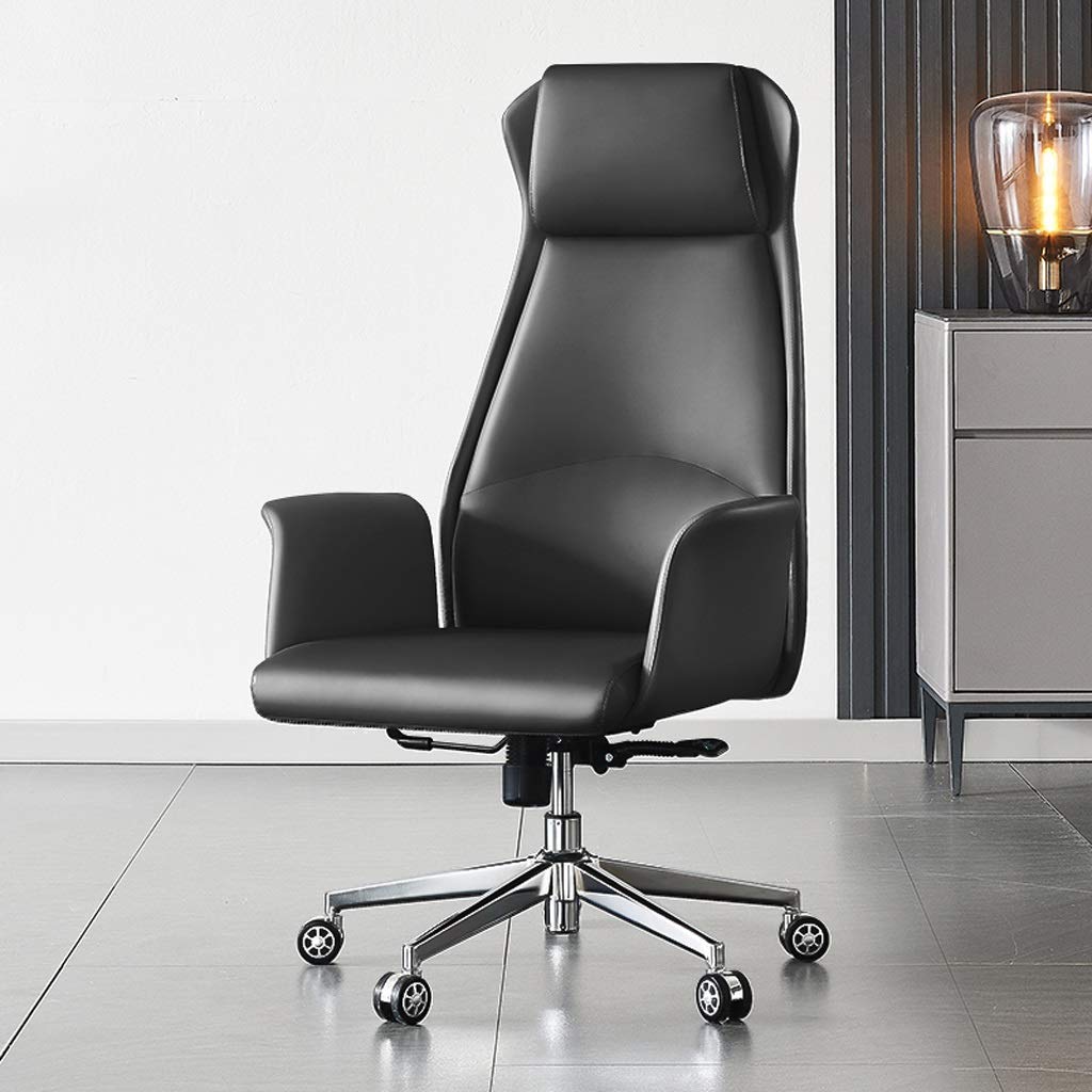 Ergonomic Office Chair - High Back Leather Executive Desk Chair with Adjustable Height & Swivel, Comfortable Computer Chair for Home Office, Study, Gaming & Conference Room (Microfiber Leather-Brown) - Perfect for Long Hours of Work, Online Meetings and Relaxing