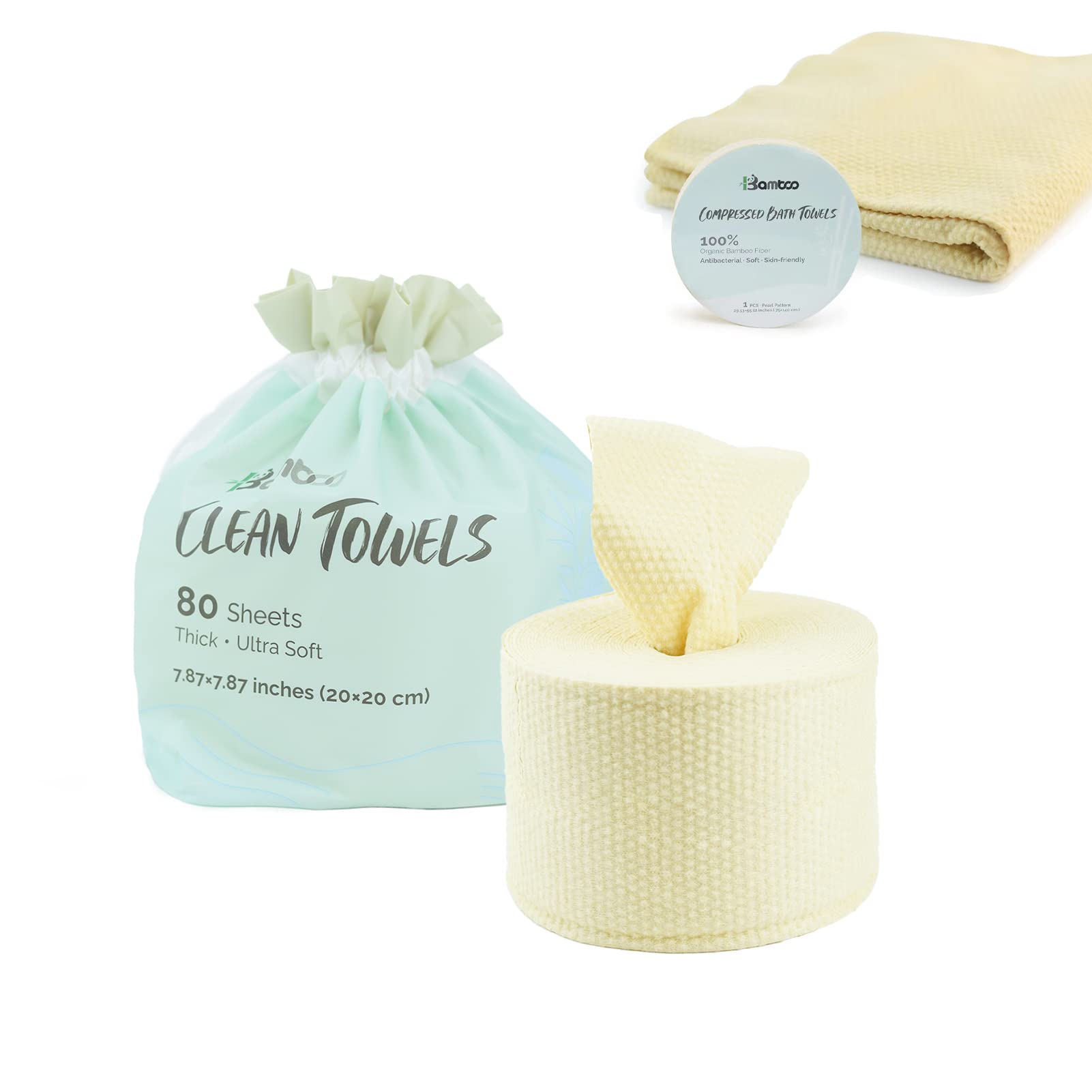 Organic Bamboo Facial Towels - Hypoallergenic Makeup Remover Wipes for Sensitive Skin | Biodegradable Disposable Face Towels | Soft Wet & Dry Cleansing Tissues | 100% Natural & Cruelty-Free | Perfect for Travel, Gym & Daily Skincare Routine