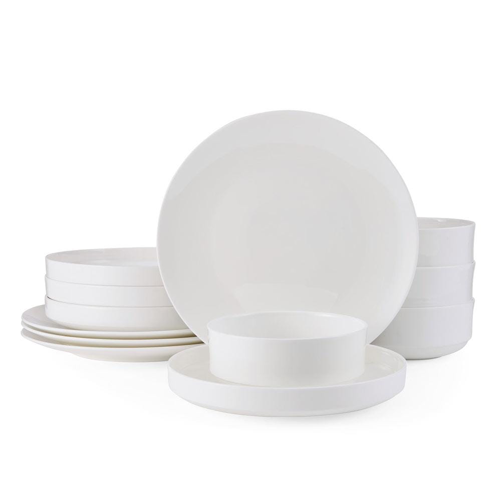 Macie 12-Piece Dinnerware Set - Service for 4 People - Elegant Porcelain Plates, Bowls & Mugs - Perfect for Family Dinners, Entertaining Guests & Daily Use