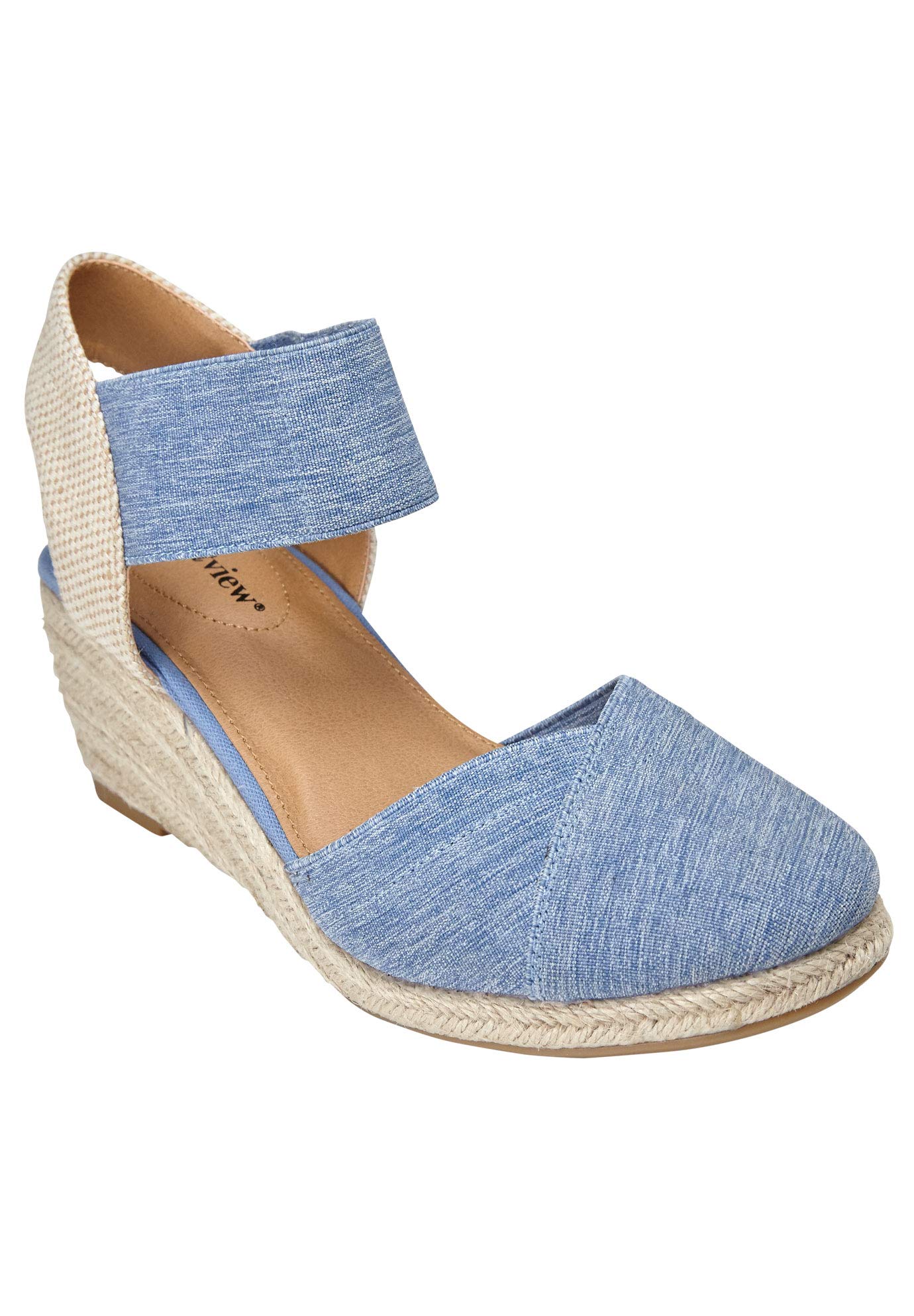 Comfortview Women's Wide Width The Abra Espadrille - Breathable Summer Flats for Wide Feet | Perfect for Beach, Vacation & Casual Outings