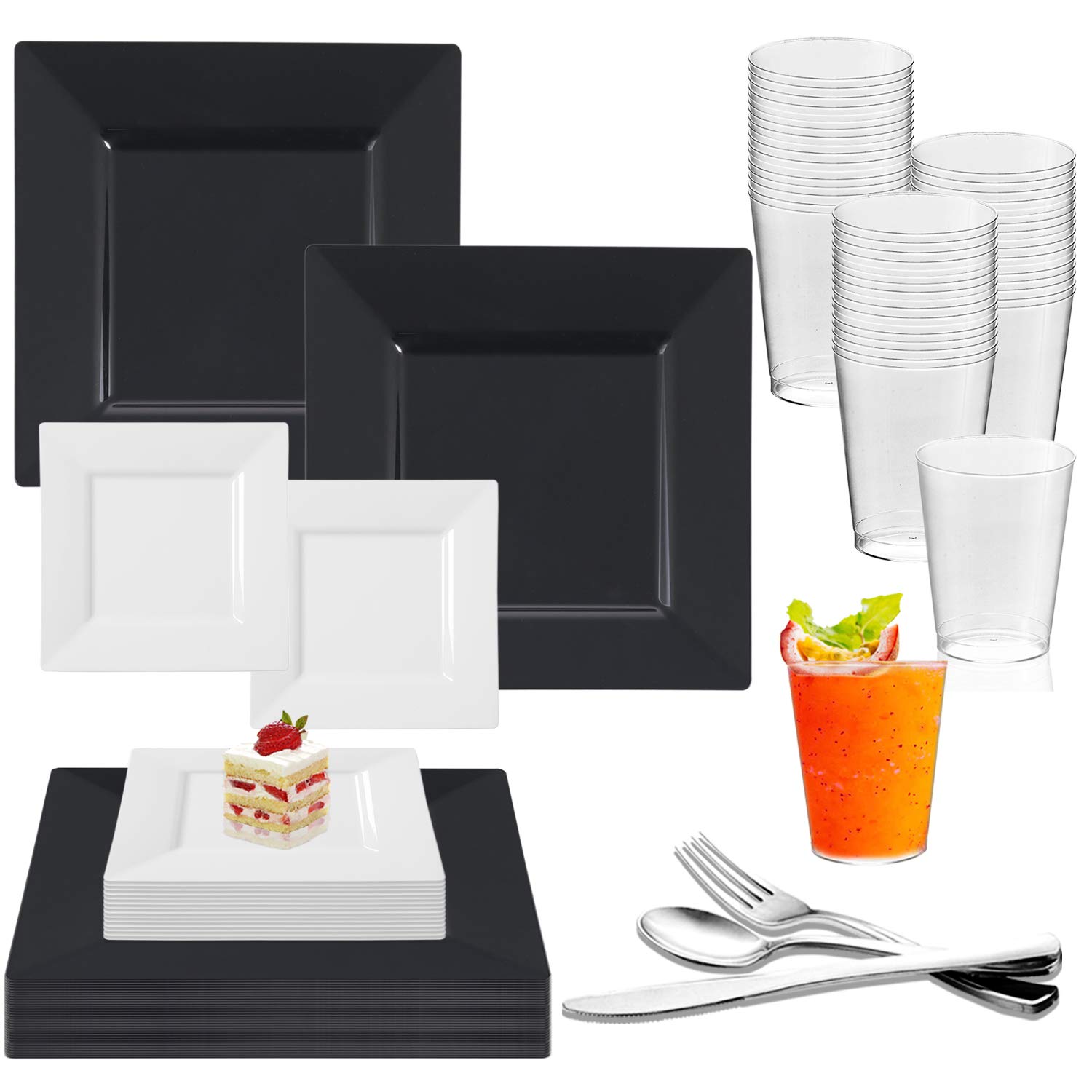 Premium 40-Piece Disposable Plastic Dinnerware Set - 9.5