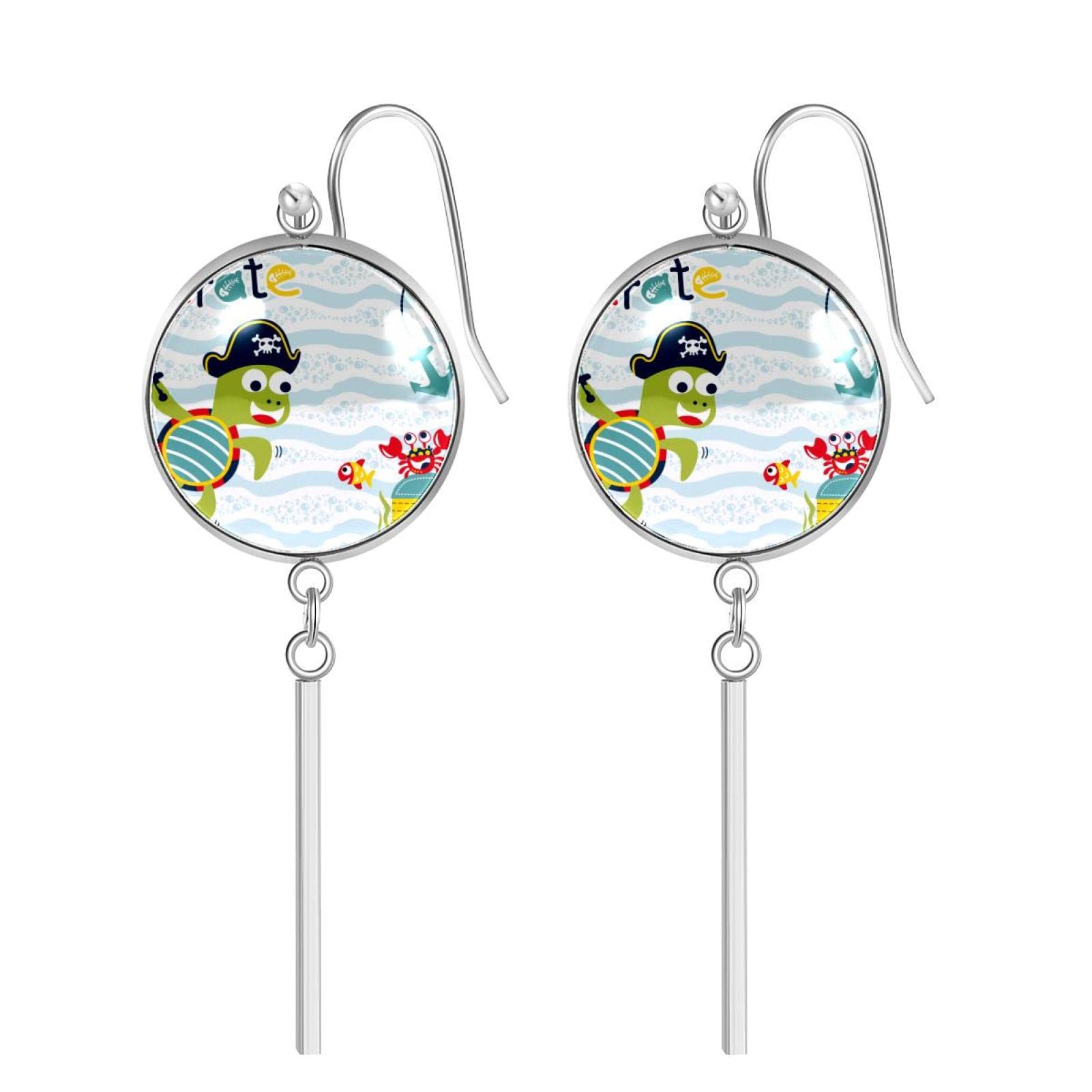 Cute Cartoon Bear 'I Love My Car' Dangle Drop Earrings for Women & Girls - Stainless Steel Hoop Earrings with Vertical Bar - Trendy Fashion Jewelry Gift for Her - Perfect for Casual Wear, Date Nights & Car Enthusiasts