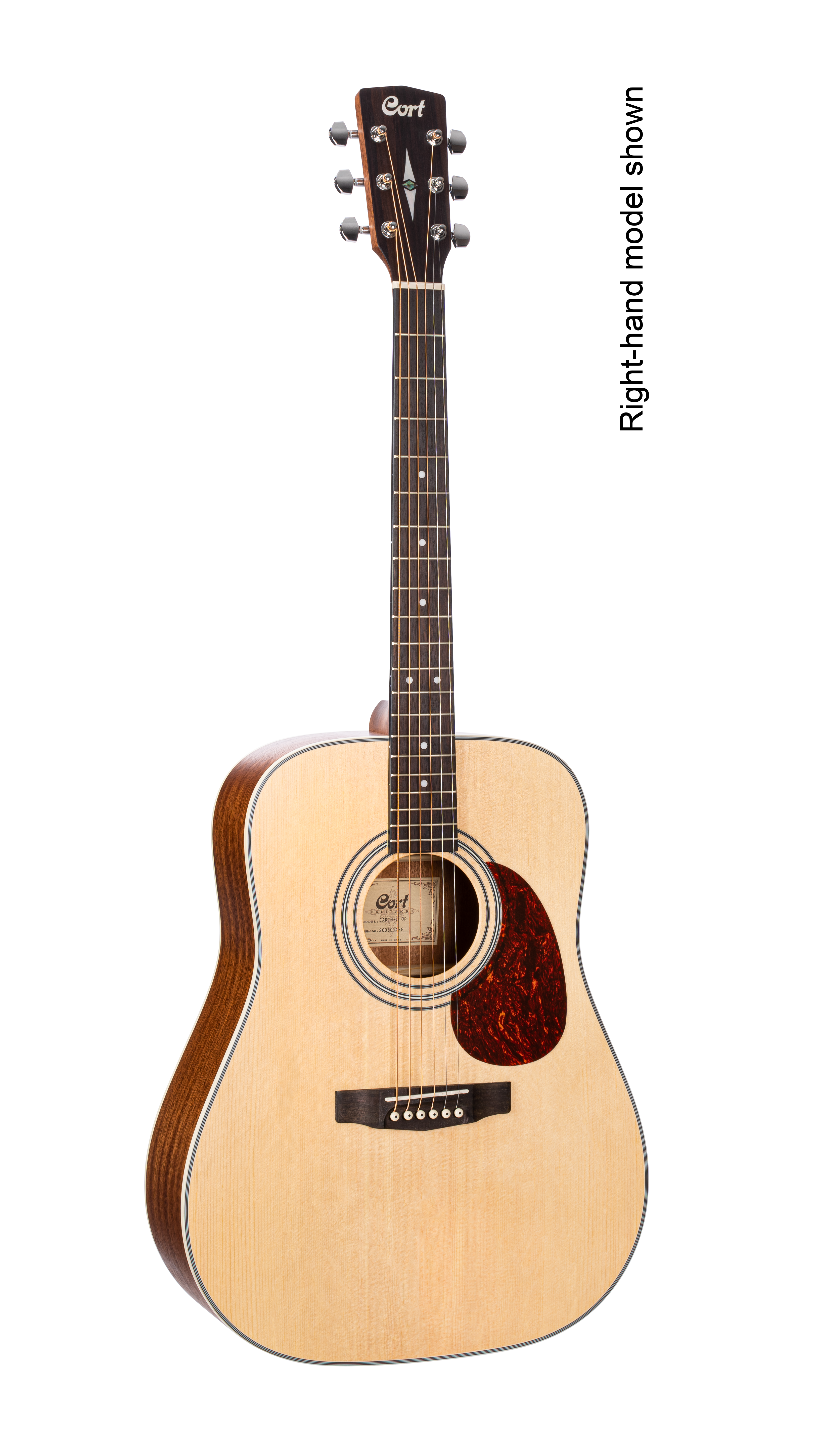 Cort Earth 70 LH Left-Handed Dreadnought Acoustic Guitar - Open Pore Natural Finish for Comfortable Play | Perfect for Beginners & Left-Handed Guitarists at Home, Studio & Live Performances