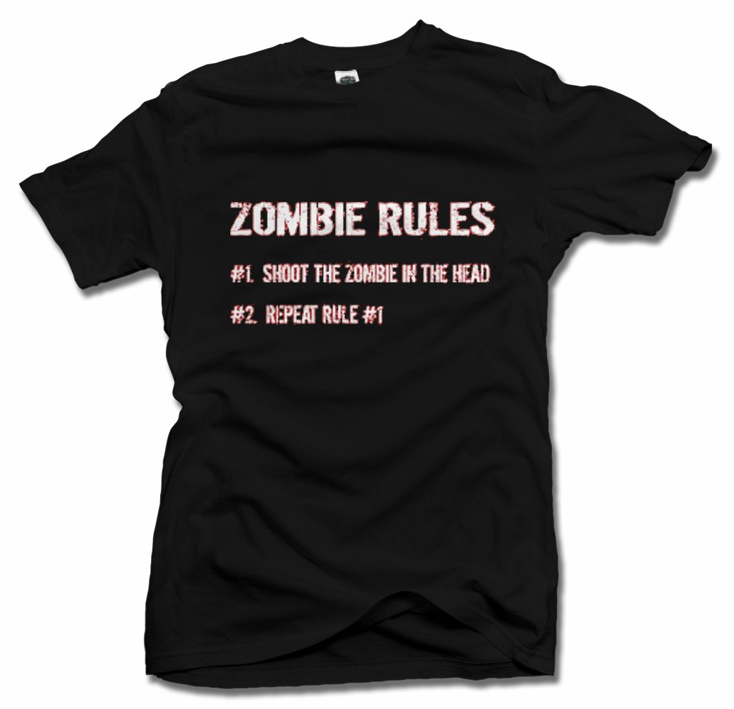 Zombie Rules Black Men's T-Shirt | 6.1oz Premium Cotton Tee | Cool Graphic Print for Casual Wear & Halloween Costumes
