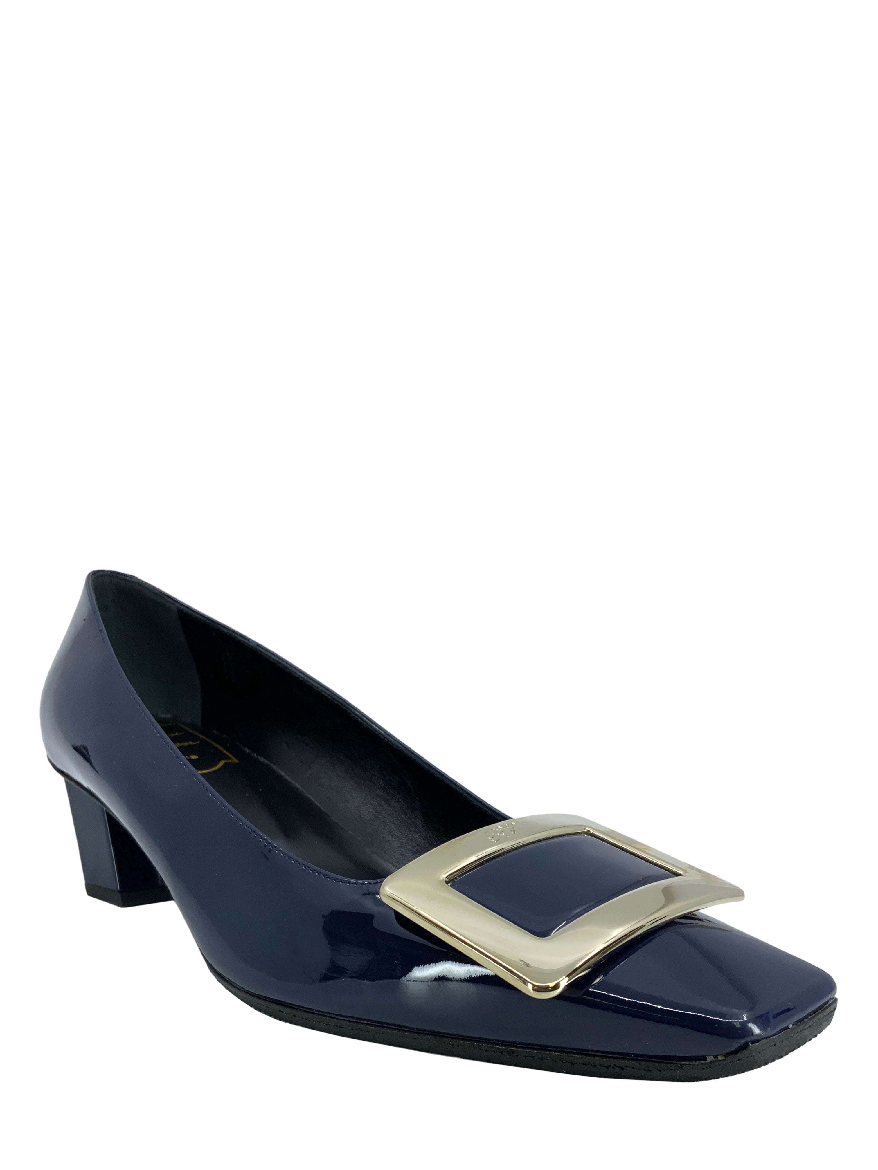 Roger Vivier Belle Vivier Patent Leather Pumps Women's Size 7.5 - Elegant Pointed Toe Heels for Weddings, Parties & Office Wear