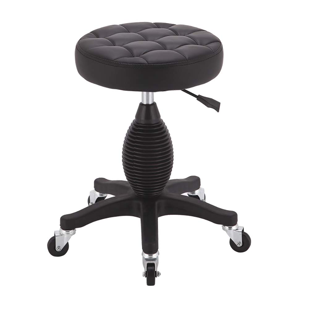 Ergonomic Adjustable Swivel Task Chair with Wheels - 360 Degree Rotation, Black Office Chair for Estheticians, Tattoo Artists & Massage Therapists - Perfect for Home Office, Salon & Tattoo Studio Workspaces