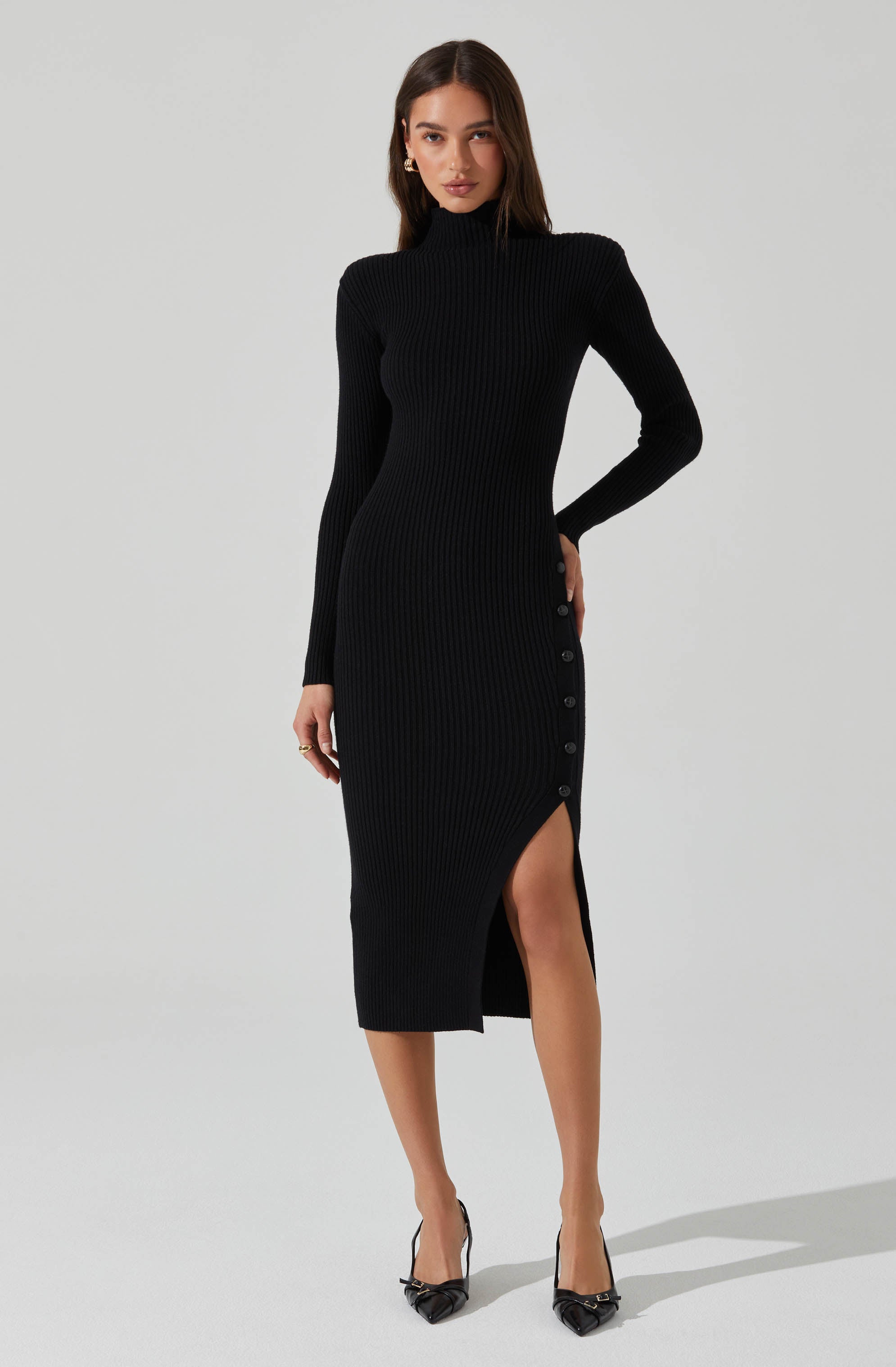 Soryn Women's Knit Sweater Midi Dress - Soft Long Sleeve Turtleneck Pullover Dress for Fall & Winter, Perfect for Office, Date Night and Holiday Parties