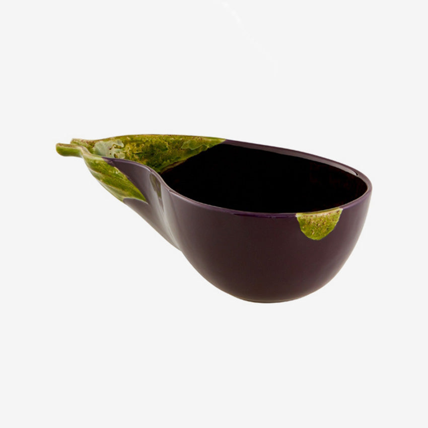 Bordallo Pinheiro Handmade Ceramic Eggplant Salad Bowl - Artistic Serving Dish for Salads, Fruits, Appetizers | Perfect for Dinner Parties, Kitchen Decor & Gift Giving