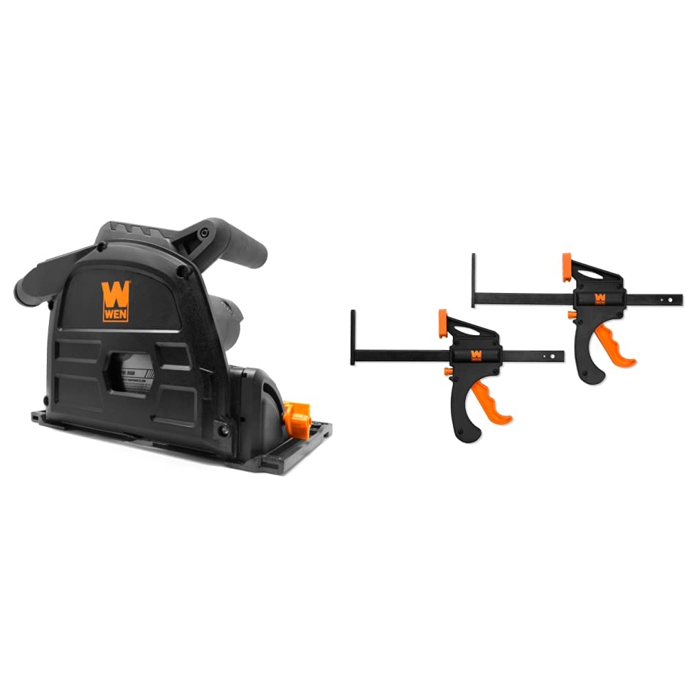 WEN 6.5-Amp Plunge Cut Circular Track Saw Kit with 55-Inch Guide Rail & Clamps - Perfect for Woodworking, Ripping Boards, Trimming Doors, and DIY Home Improvement Projects