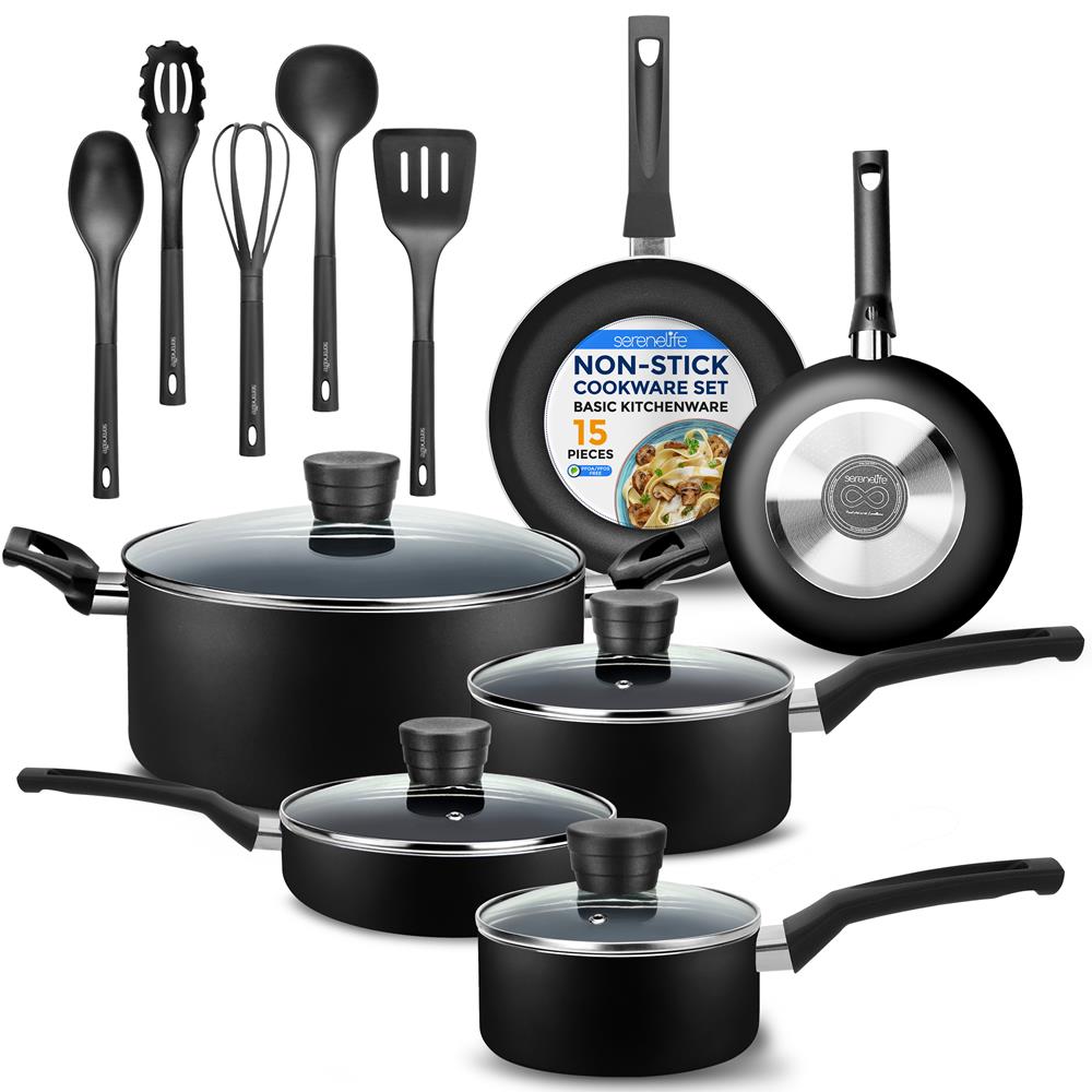 Premium 10-Piece Nonstick Cookware Set for Home Kitchen - Pots, Pans & Utensils for Frying, Boiling & Baking | Perfect for Gas & Electric Stoves