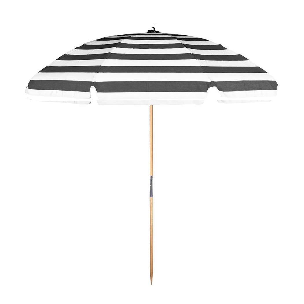 7.5 ft Heavy Duty Commercial Beach Umbrella - UV Protection Acrylic Fabric & Ash Wood Pole for Outdoor, Poolside, and Sand Use