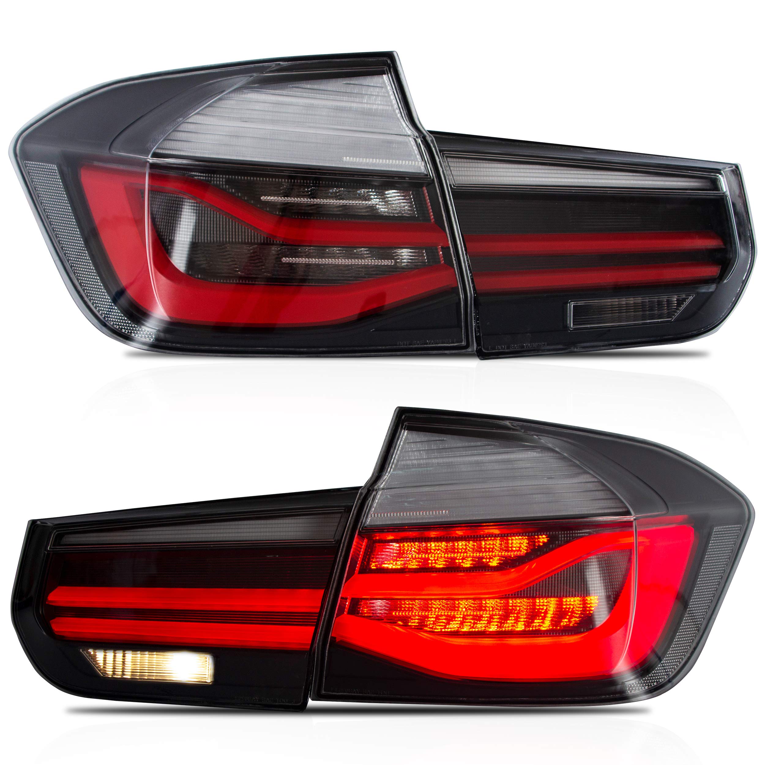 VLAND Smoked LED Tail Lights Assembly for BMW 3 Series F30 F35 F80 (2013-2018) - DRL, Sequential Turn Signals & Rear Fog Lights - Compatible with 320i 328i 328D 335i M3 6th Gen Sedan - Upgrade Your Car's Style & Visibility for Night Driving
