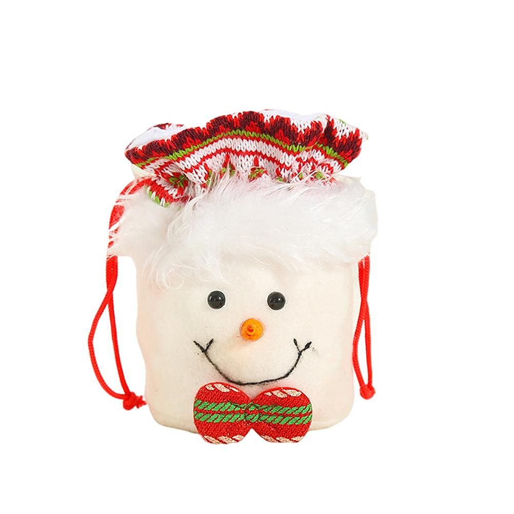 Festive Christmas Candy Bags with Drawstring - 3 Pack Holiday Treat Bags Featuring Snowman, Santa & Reindeer Designs - Perfect for Holiday Gifts, Party Favors & Christmas Decorations