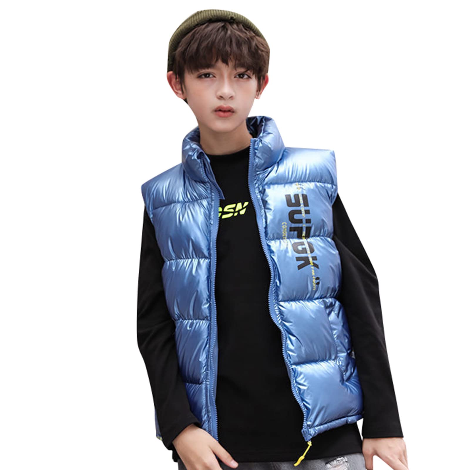 **Toddler Winter Hooded Vest Jacket for Boys & Girls - Sleeveless Letter Print Outerwear - Perfect for Outdoor Play & Cold Weather**