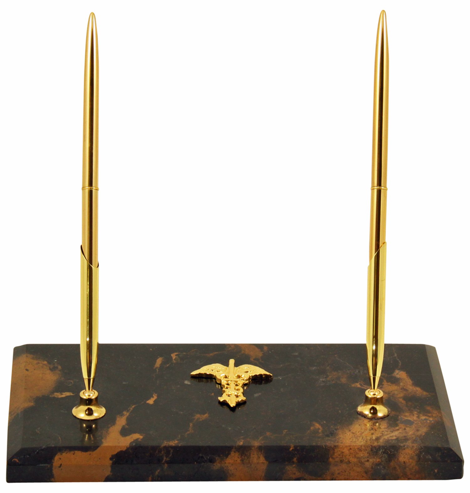 Premium Medical Caduceus Marble Pen Holder - Elegant Double Pen Stand for Doctors & Nurses - Perfect for Office Desk, Hospital Workstation & Gift Giving