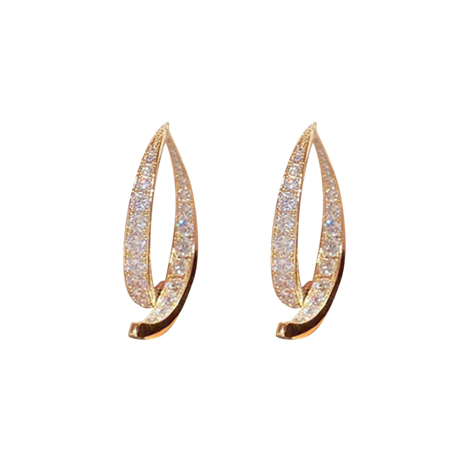 Elegant Cross Rhinestone Hoop Earrings for Women - Thin Dangle Moon Design Wedding Jewelry Accessories - Perfect for Bridal Parties, Date Nights & Special Occasions