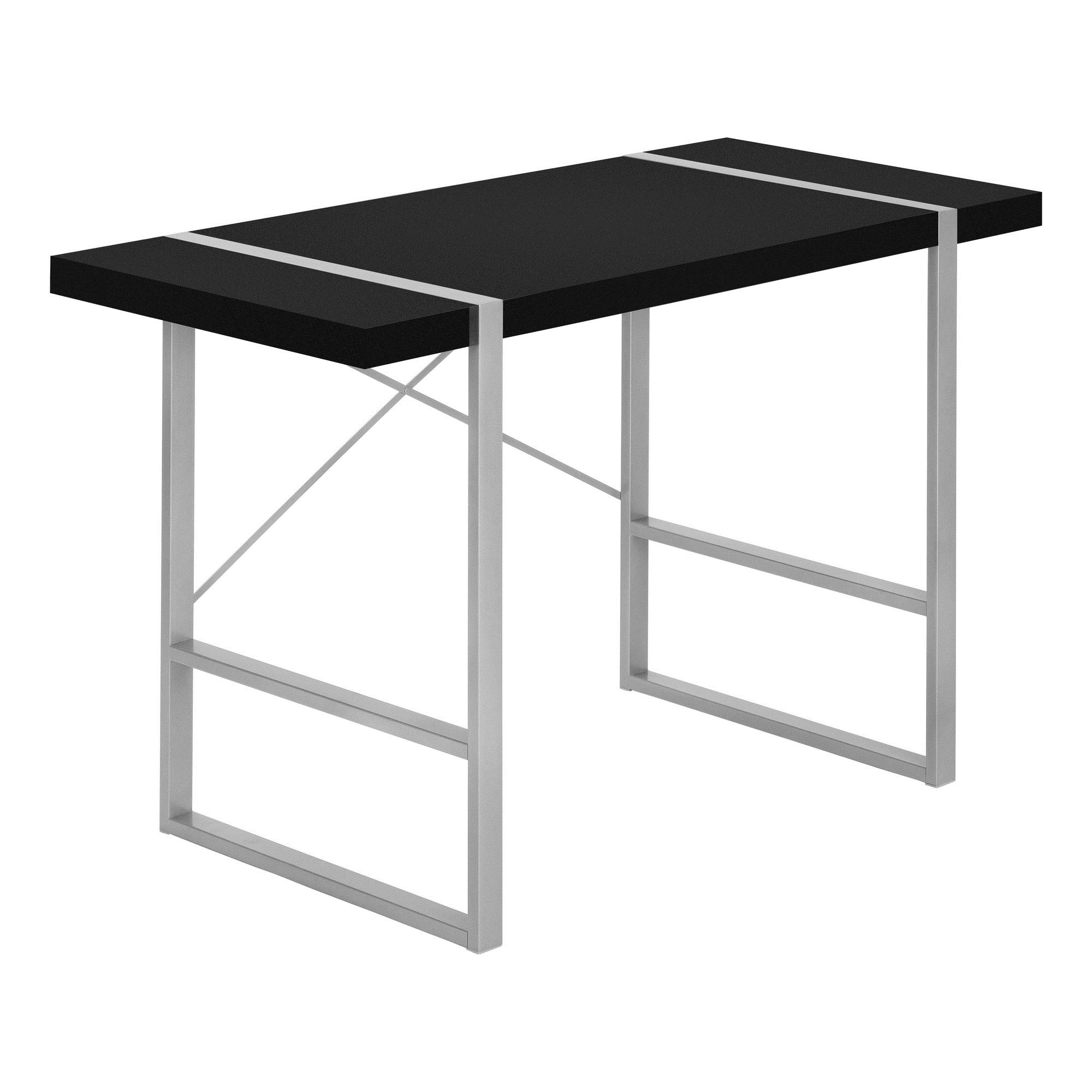 Ergode 48-Inch Computer Desk with Metal Frame - Black & Silver Finish for Home Office, Gaming, and Study Workspace