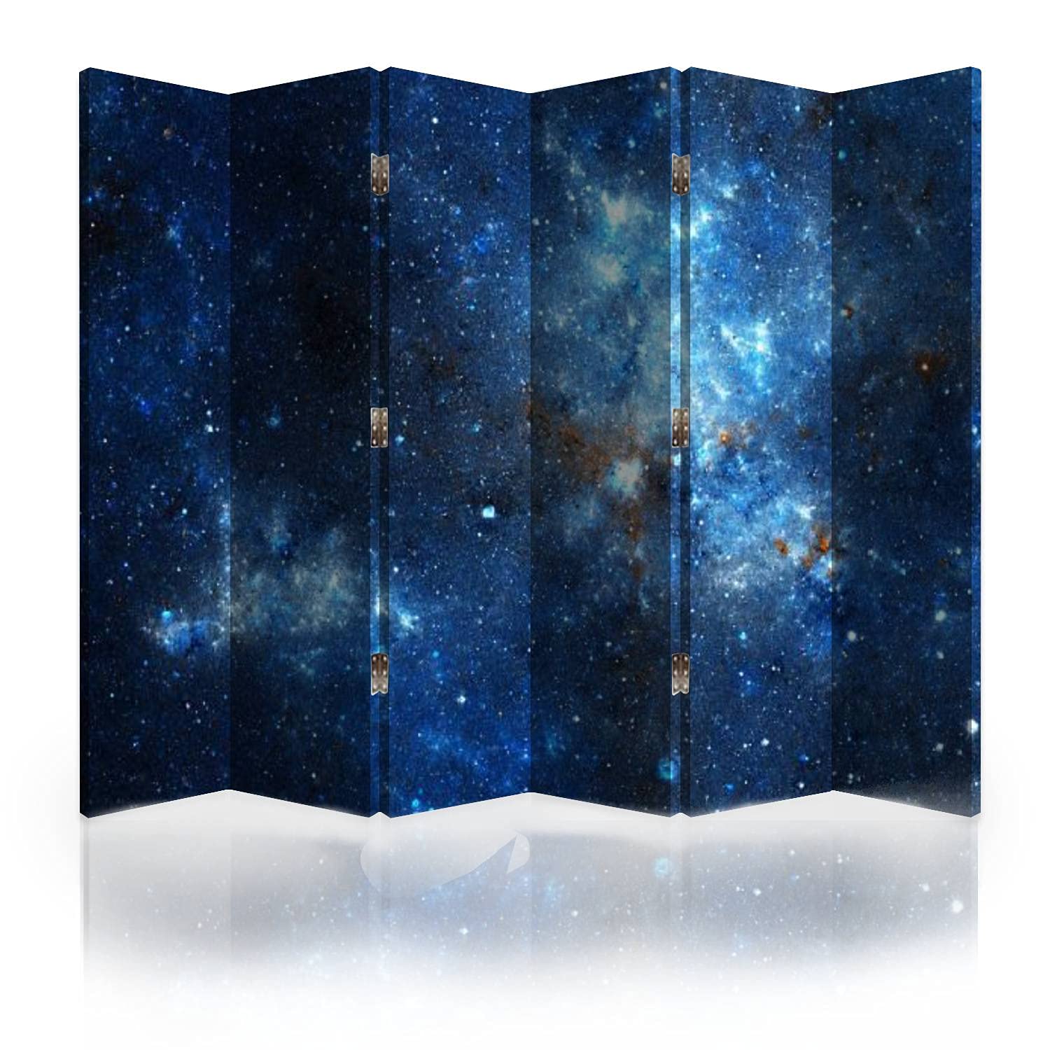 Blue Nebula Canvas Room Divider - 6 Panel Folding Privacy Screen for Bedroom, Office & Living Room | Space Separator & Wall Partition for Home Decor
