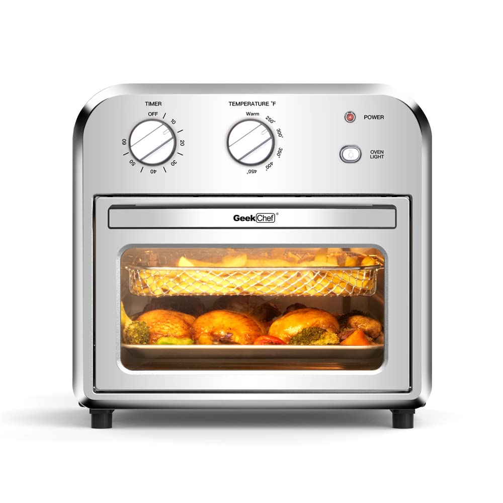 MengK 4-Slice Air Fryer Toaster Oven - Oil-Free Countertop Convection Oven for Roasting, Baking, Broiling & Reheating | Perfect for Small Kitchens, Dorms & Healthy Cooking
