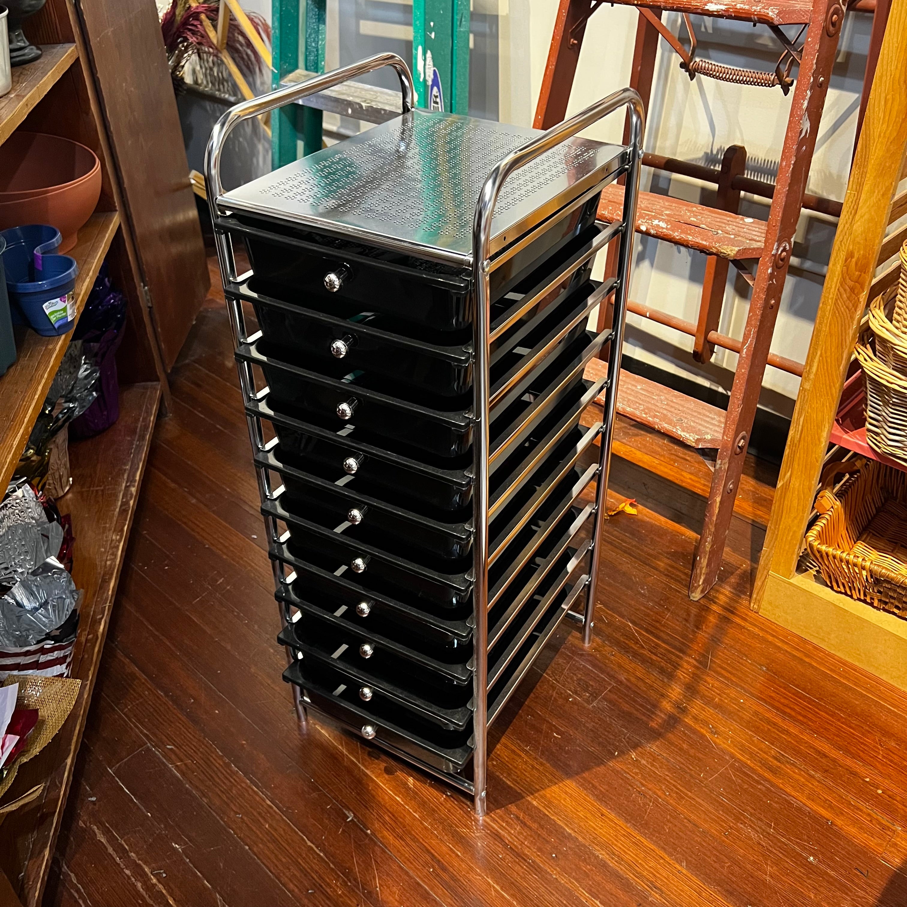 44. Black Multi Drawer Rolling Cart with Wheels - Perfect for Home Office, Craft Room, and Garage Organization Storage
