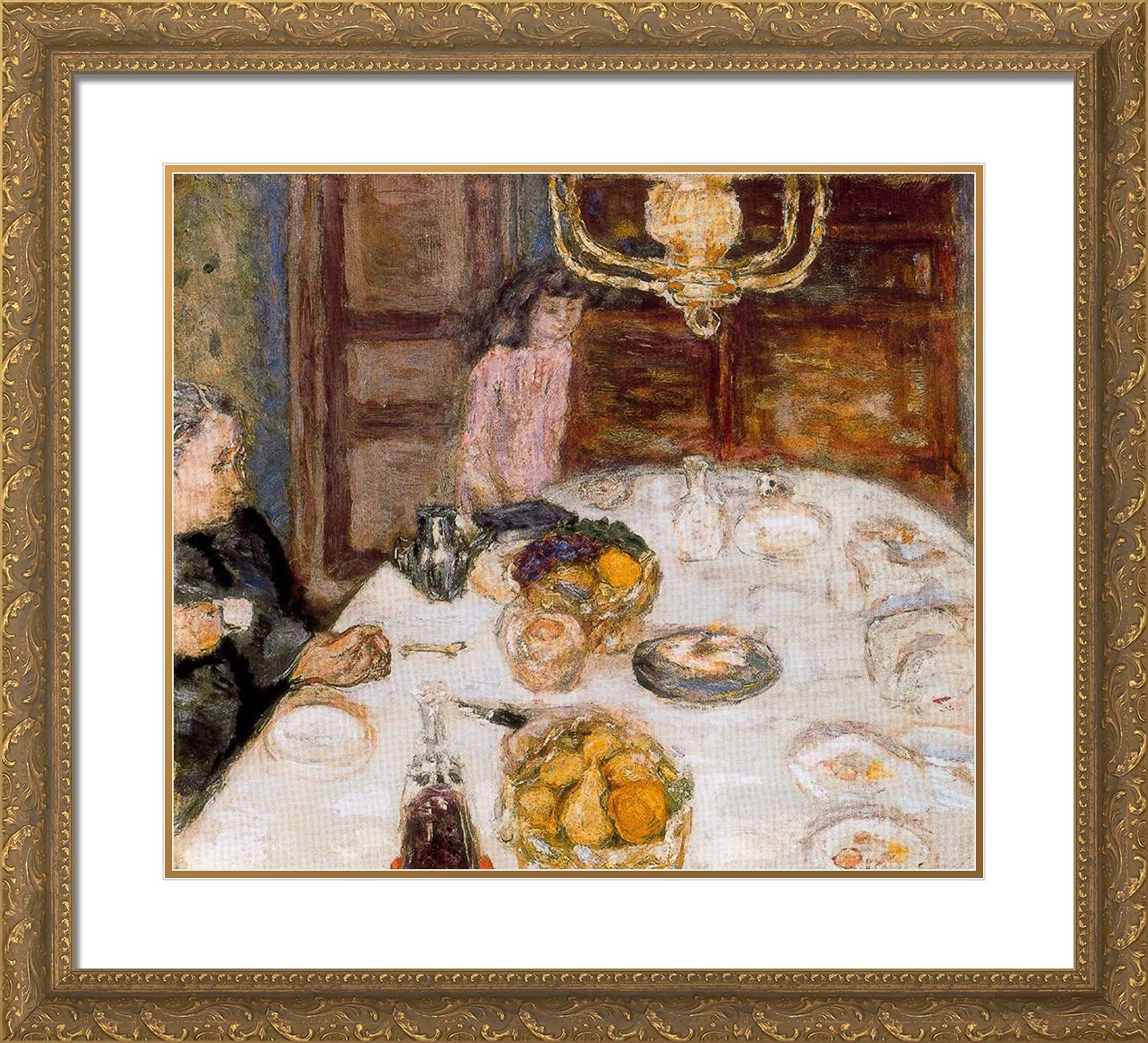 Pierre Bonnard 'Lunch at Le Grand Lamps' 22x20 Gold Ornate Framed Art Print with Double Matting - Perfect for Living Room, Dining Room & Office Decor