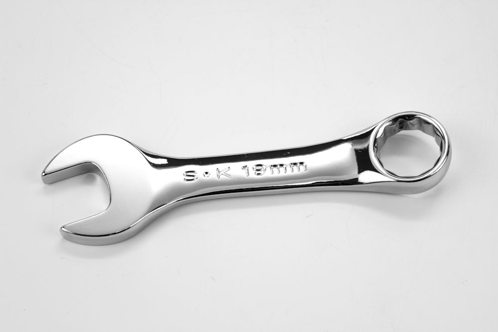 19mm 12-Point Metric Short Combination Chrome Wrench - Professional Automotive & Industrial Tool for Tight Spaces
