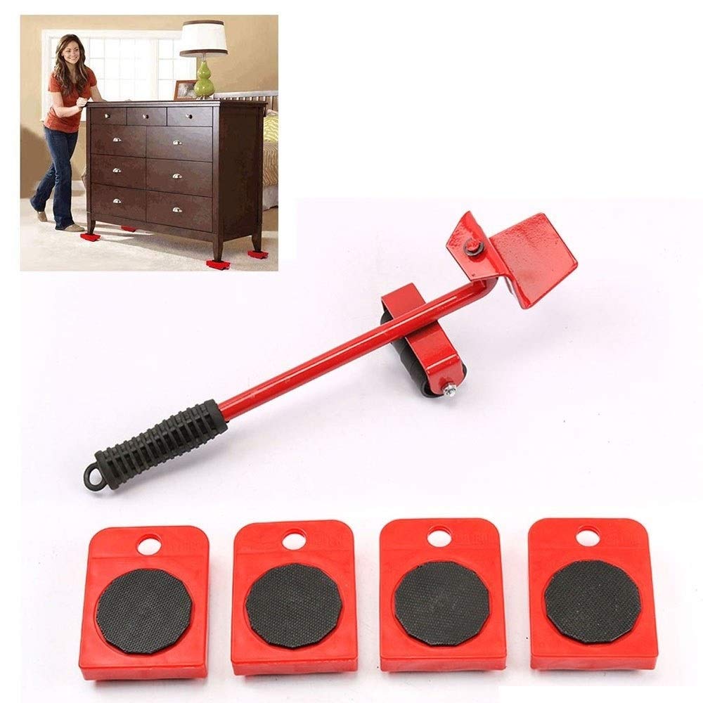 HOLPPO Heavy Duty Furniture Lifter - 150KG/330LB Capacity, 360° Rotatable Pads, Portable Moving Device for Sofas, Beds, Cabinets - Red - Perfect for Home Moving, Office Relocation & Furniture Rearrangement