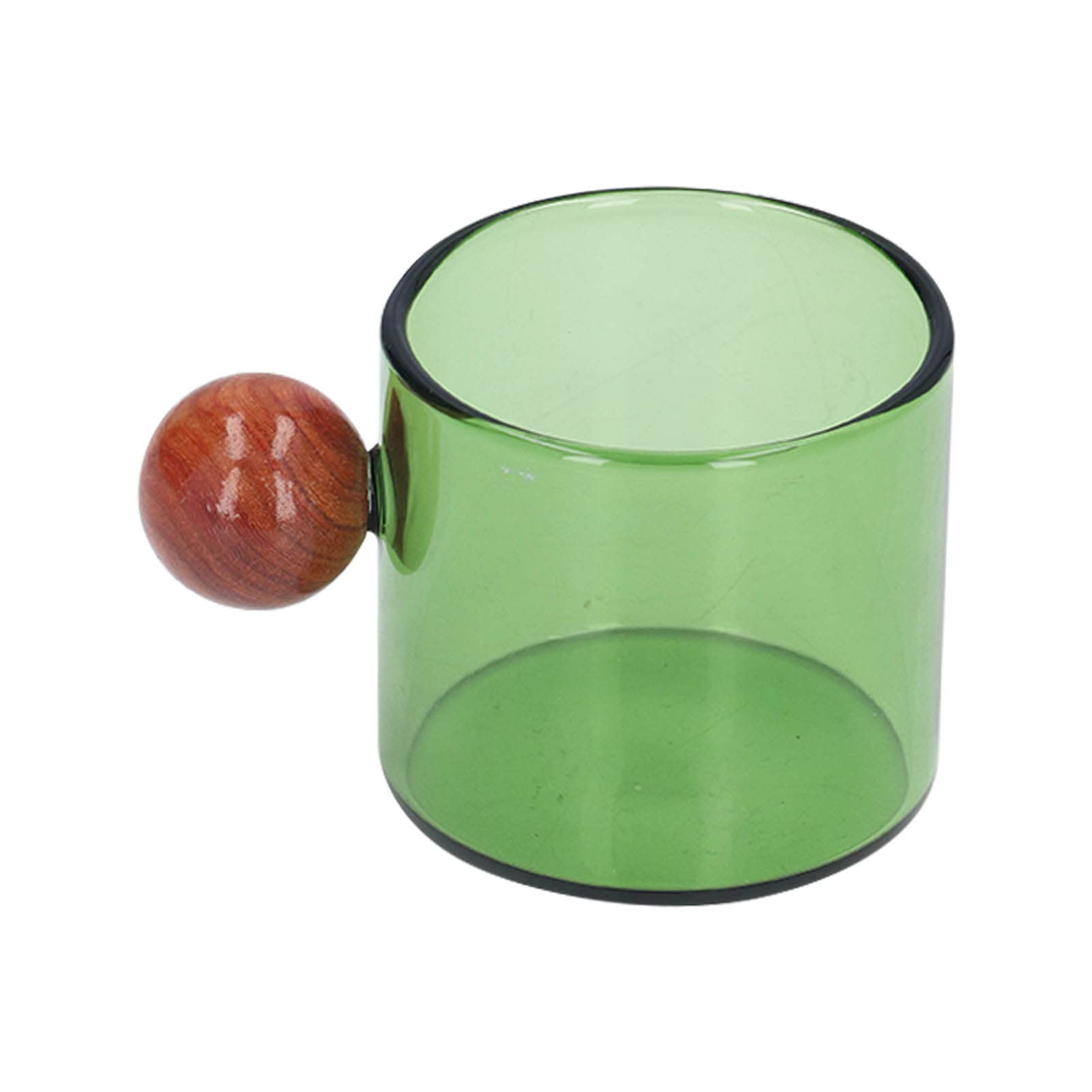 Heat Resistant Transparent Glass Teacup with Wooden Ball Lid - Eco-Friendly Coffee Cup for Home, Office & Gifts (Green) - Perfect for Hot/Cold Beverages, Tea Parties & Cozy Moments