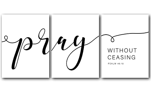 Pray Without Ceasing - Set of 3 Inspirational Poster Prints (24x36 Inches) - Perfect for Home, Church, and Office Wall Art Decor