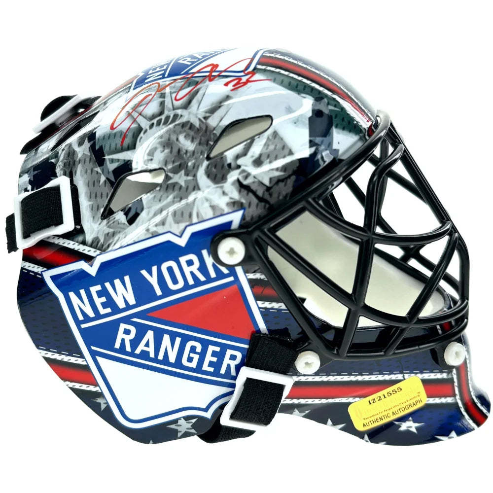 Jonathan Quick Autographed New York Rangers Mini Goalie Mask - Signed Hockey Helmet with COA & IGM Certificate - Perfect for NHL Memorabilia Collectors & Hockey Fans Display