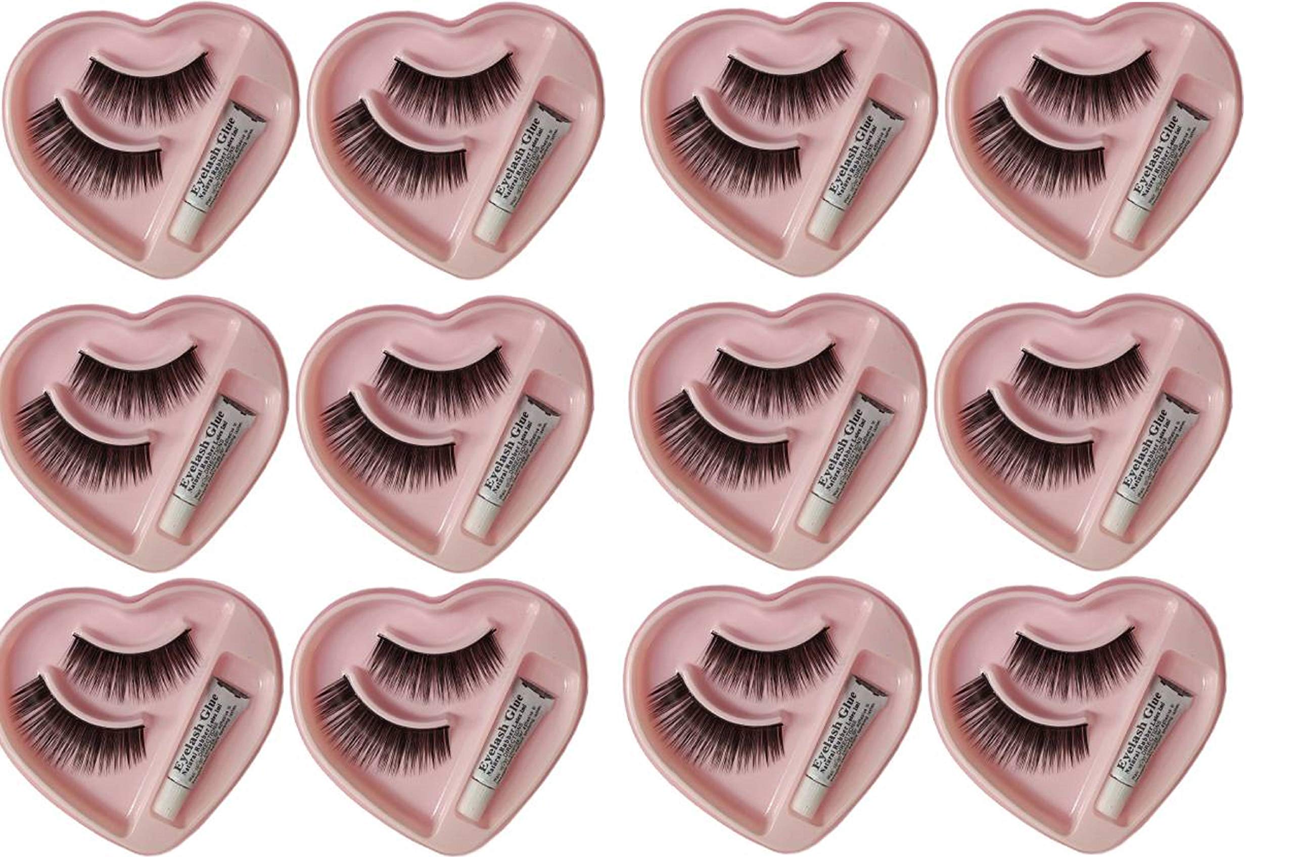 Elecsera 12 Pack False Eyelashes with Glue - Natural & Dramatic Lashes for Everyday Wear, Parties & Special Occasions