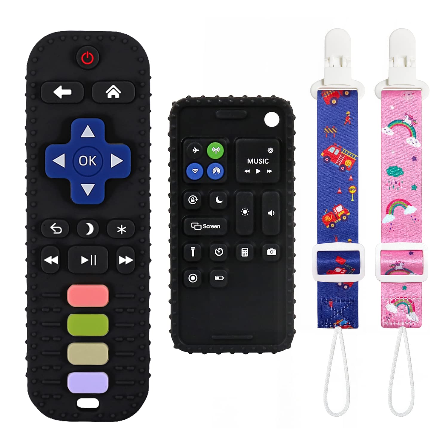Best Silicone Teething Toys for Babies 0-12 Months - Safe Baby Teether, Remote Control & Cell Phone Chew Toy, Sensory Teethers for Infants, Perfect for Home, Travel, and Daycare Use