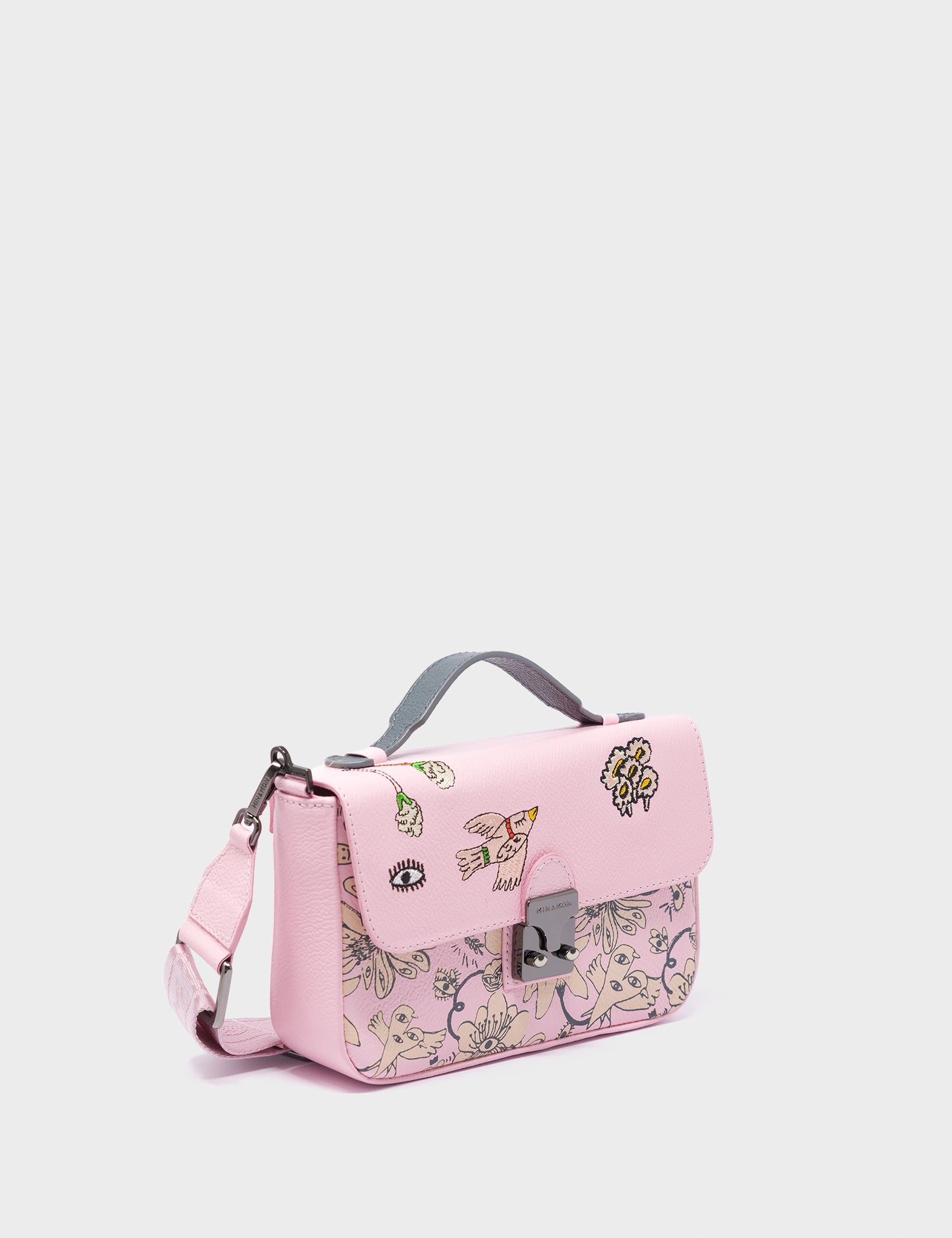Amantis Parfait Pink Leather Crossbody Mini Handbag with Floral Design - Perfect for Date Night, Parties & Everyday Use