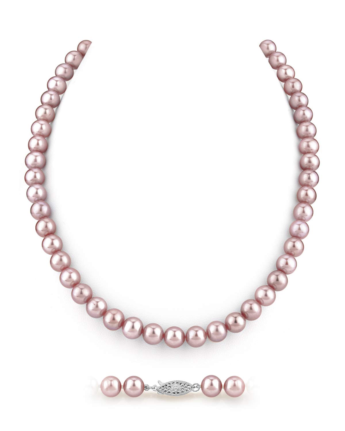 AAA Quality Round Pink Freshwater Cultured Pearl Necklace for Women - Elegant Pearl Jewelry Gift for Christmas, Holidays & Anniversaries | Perfect for Weddings, Parties & Special Occasions