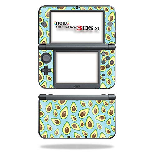 MightySkins Glossy Glitter Protective Skin Cover for Nintendo New 3DS XL (2015) - Blue Avocados Design | Durable Scratch-Resistant High-Gloss Finish | Easy to Apply & Remove | Made in USA | Perfect for Gaming, Travel & Customization