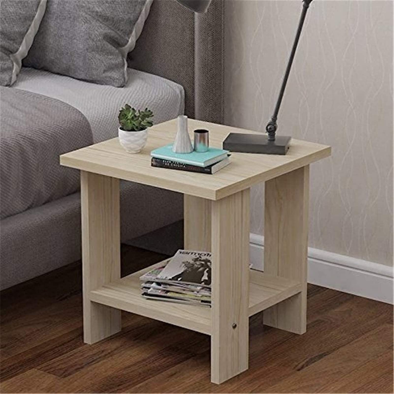 Natural Wood Coffee Table - Small Sofa Side Table, Nightstand for Bedroom & Living Room - 30x30x32cm, Beige - Perfect for Compact Spaces & Cozy Corners