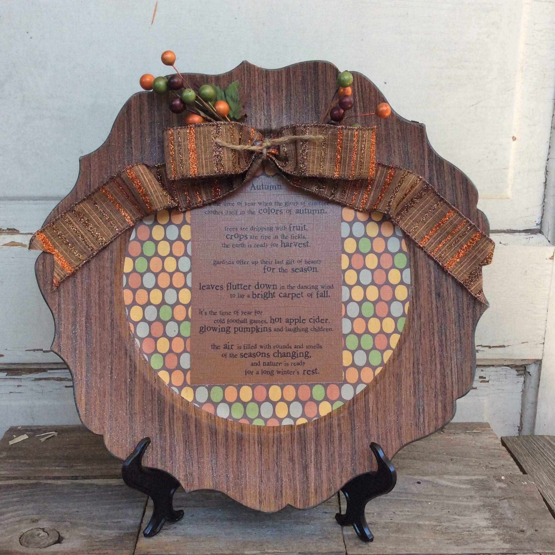 AGD Fall Decor - Autumn Poem Decorative Charger Plate for Thanksgiving & Seasonal Table Setting | Elegant Harvest-Themed Dinnerware for Home Decor