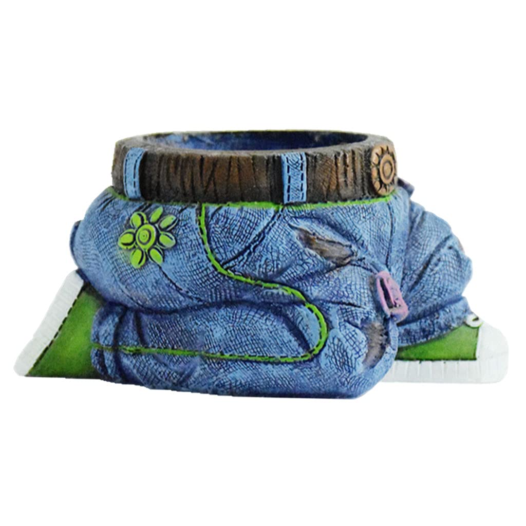 FAKEME Denim Jeans Garden Plant Pot - Unique Resin Bonsai Planter & Decorative Flowerpot Sculpture for Indoor/Outdoor Decor | Perfect for Home, Office, and Gift Ideas
