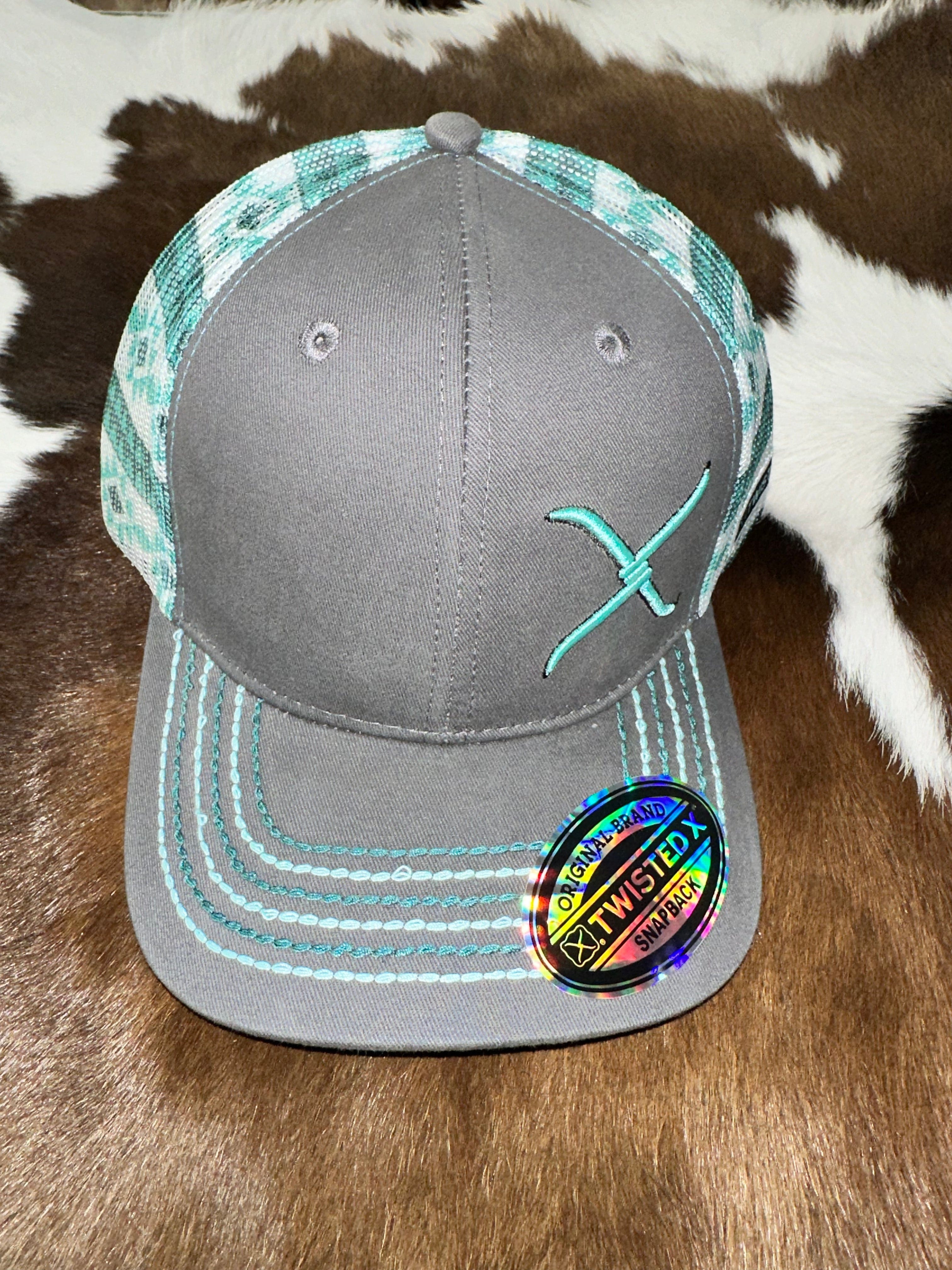 Men's Mint Green & Grey Twisted X Baseball Cap - Stylish Adjustable Dad Hat for Outdoor Activities, Sports & Casual Wear