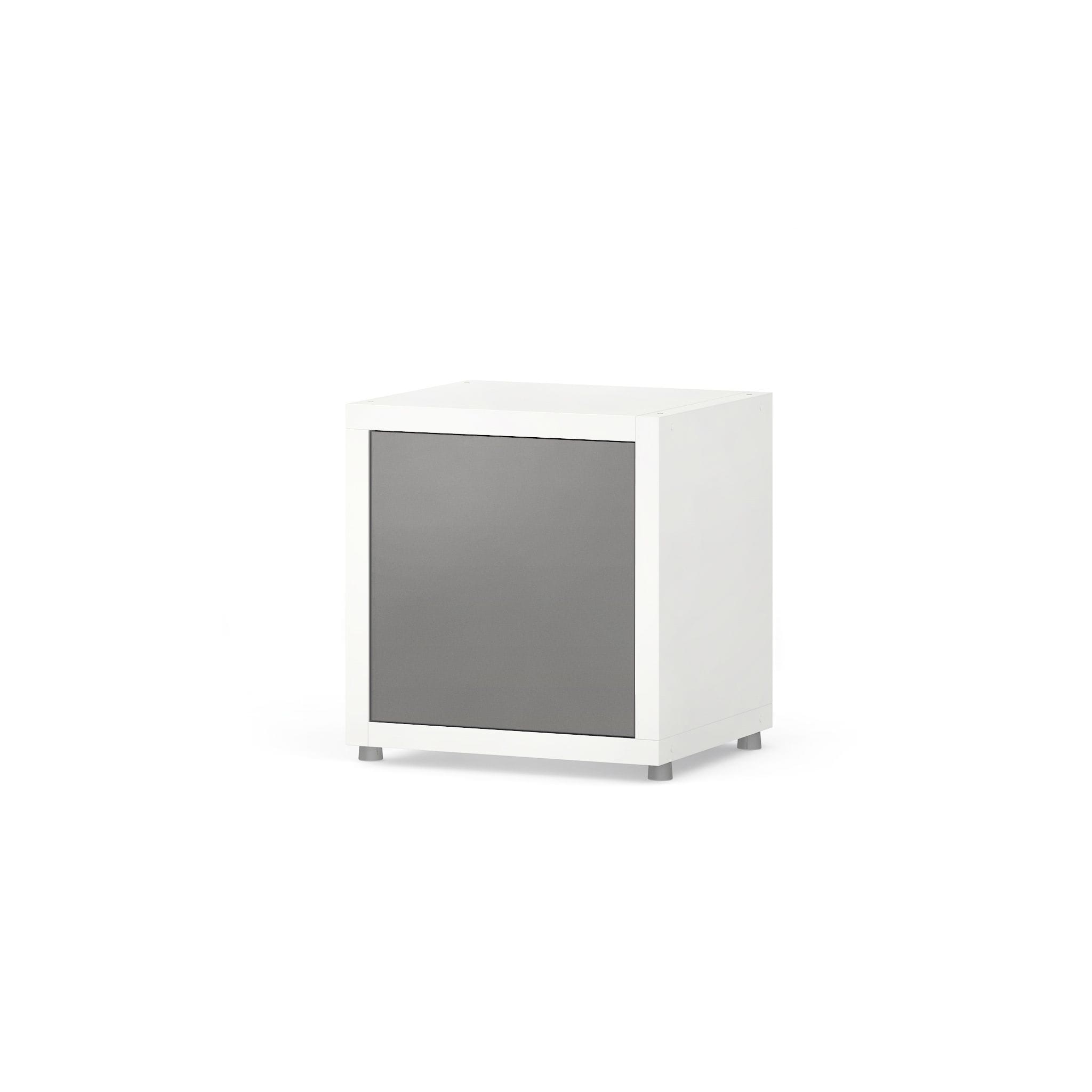 BOON Cube Storage Shelf 1x1 Organizer with Grey Door - White Modern Storage Unit for Kids Toys, Books & Home Decor - Perfect for Playrooms, Bedrooms & Living Rooms