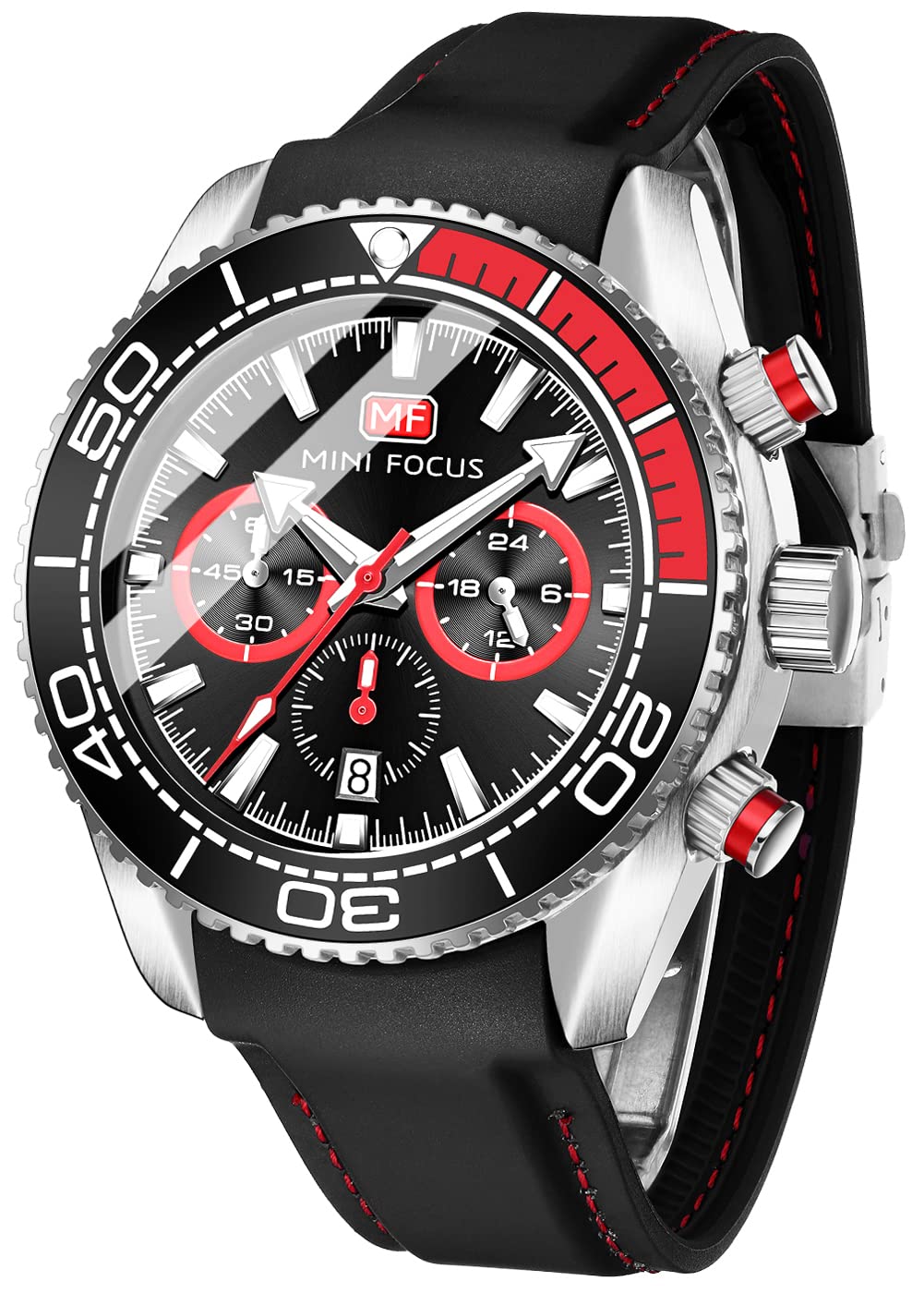 Men's Sport Chronograph Watch - Waterproof Analog Quartz with Silicone Strap for Outdoor & Casual Wear
