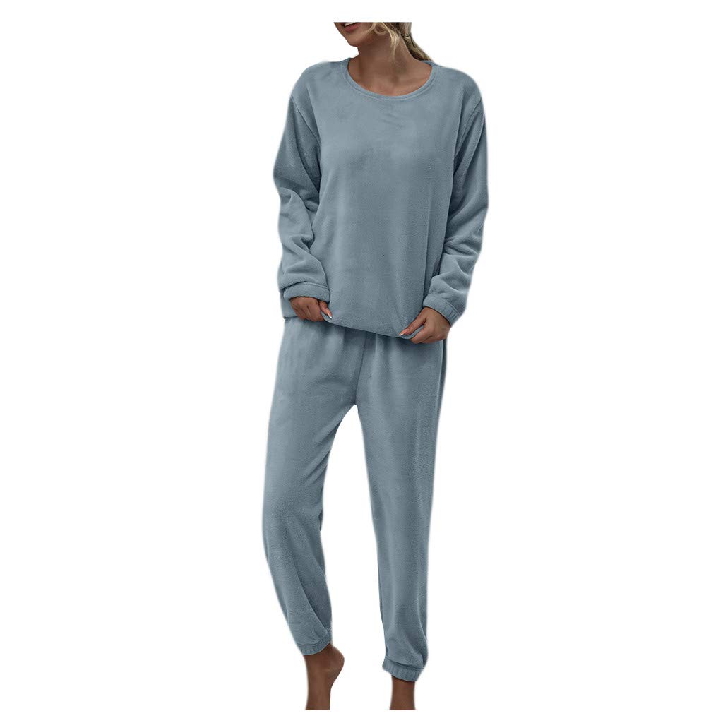 Women's Solid Color Flannel Pants Set - Cozy Lounge Wear & Casual Outfit for Home Relaxation, Sleepwear, and Comfortable Everyday Wear