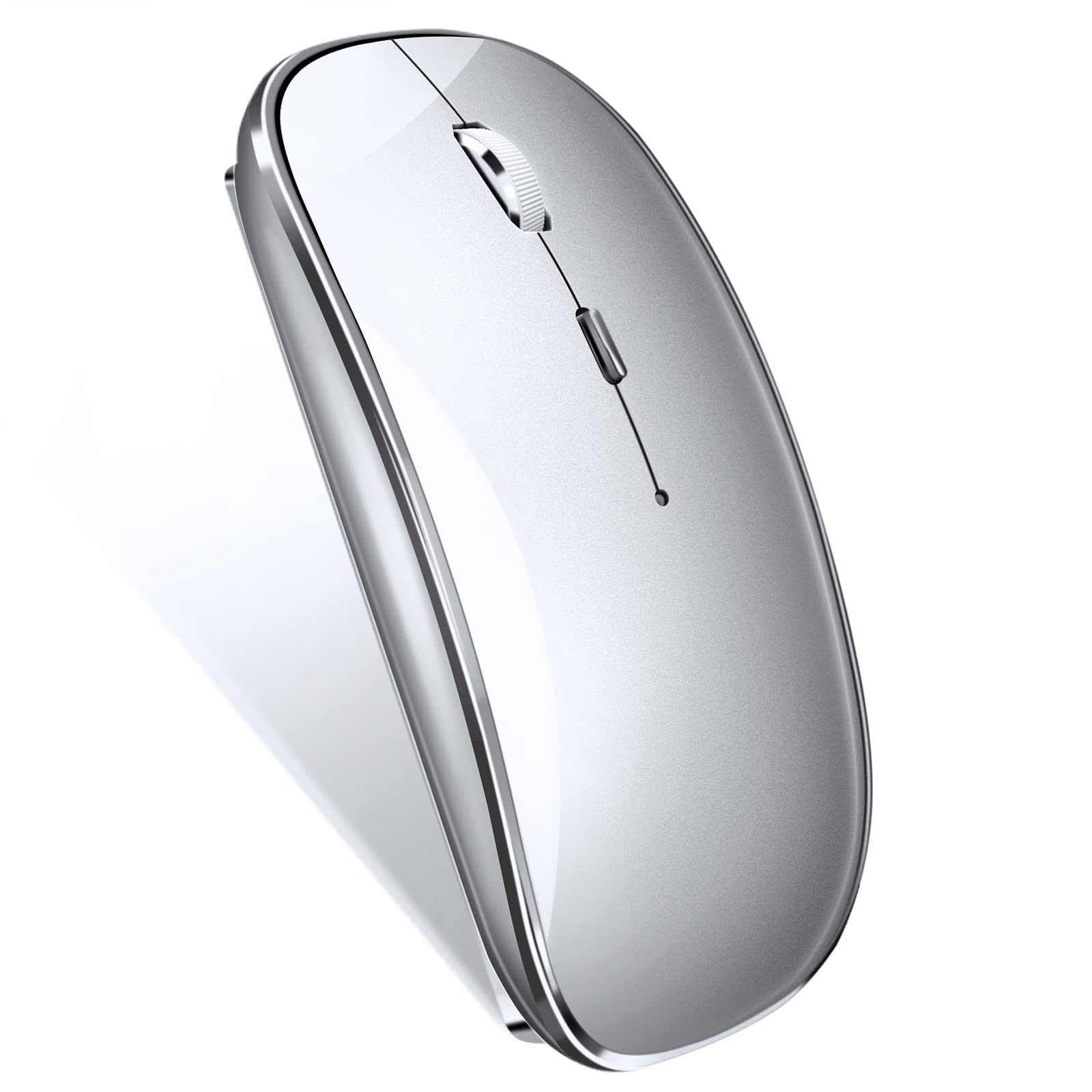 Wireless Bluetooth Mouse Rechargeable - Slim Ergonomic Design for MacBook Pro/Air, iPad, Laptop, PC & Tablet - Silver | Perfect for Office Work, Home Use & Travel