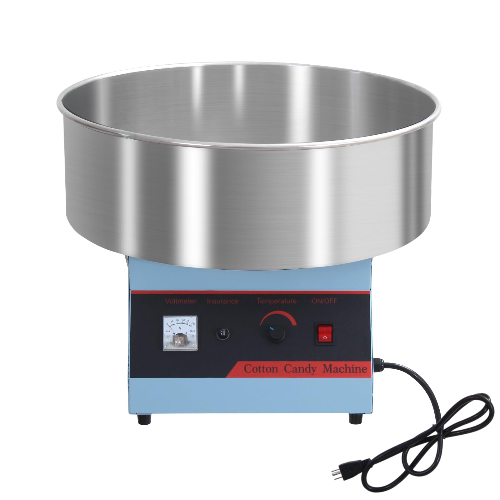 Commercial Cotton Candy Machine 1050W - Electric Floss Maker with Stainless Steel Bowl & Sugar Scoop - Perfect for Home, Parties, Carnivals and Events - Blue
