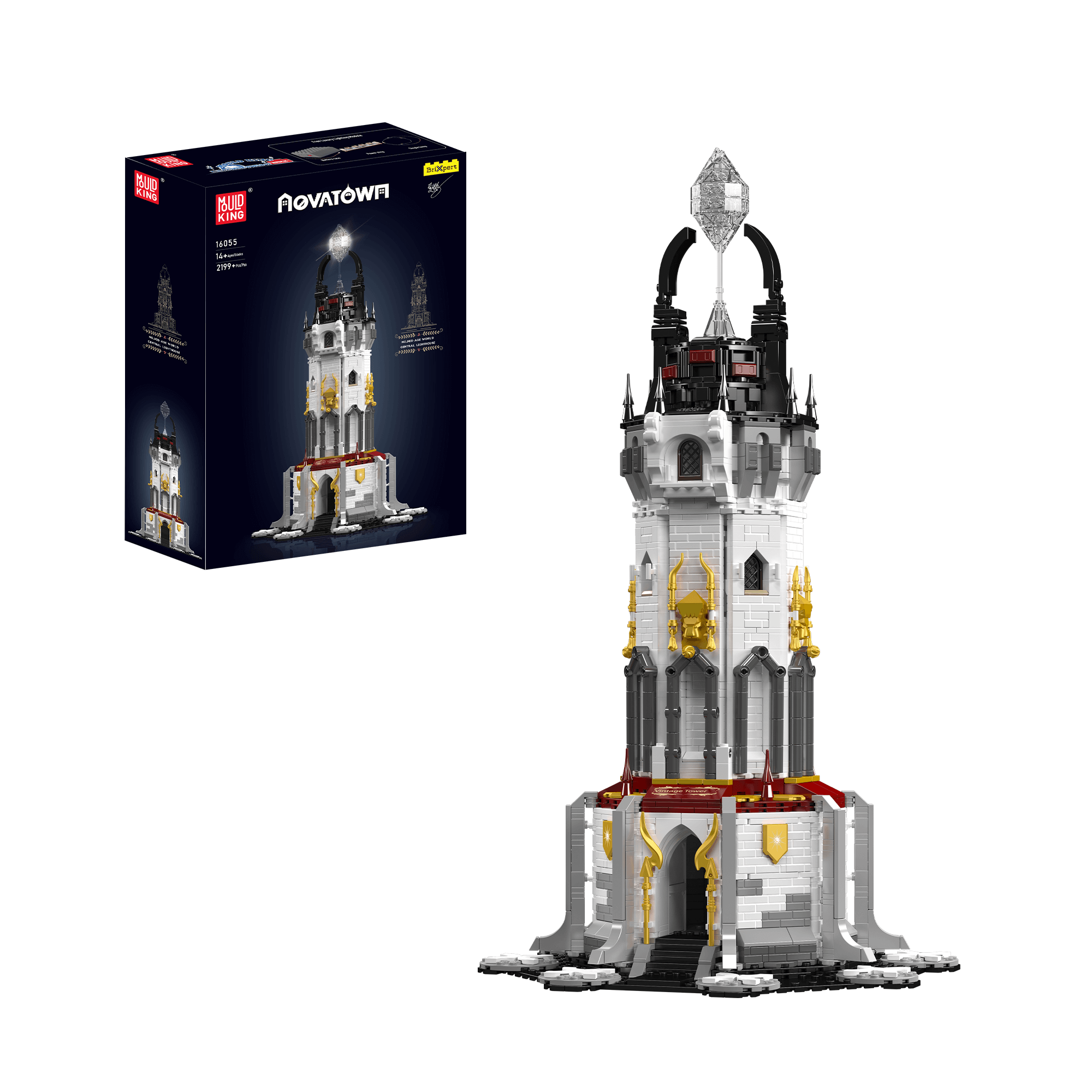 Mould King 16055 Medieval Lighthouse Building Set - 2,199 Pcs Castle Brick Model Kit for Adults & Teens | Perfect for Home Decoration, Gift Ideas & Collectors Display