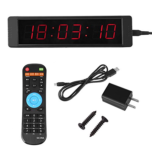 Keenso 5V LED Remote Control Wall Clock with Precise Timer & Stopwatch - Digital Fitness Training Clock (Red, US Standard) - Perfect for Gym, Home Workouts & Office Time Management